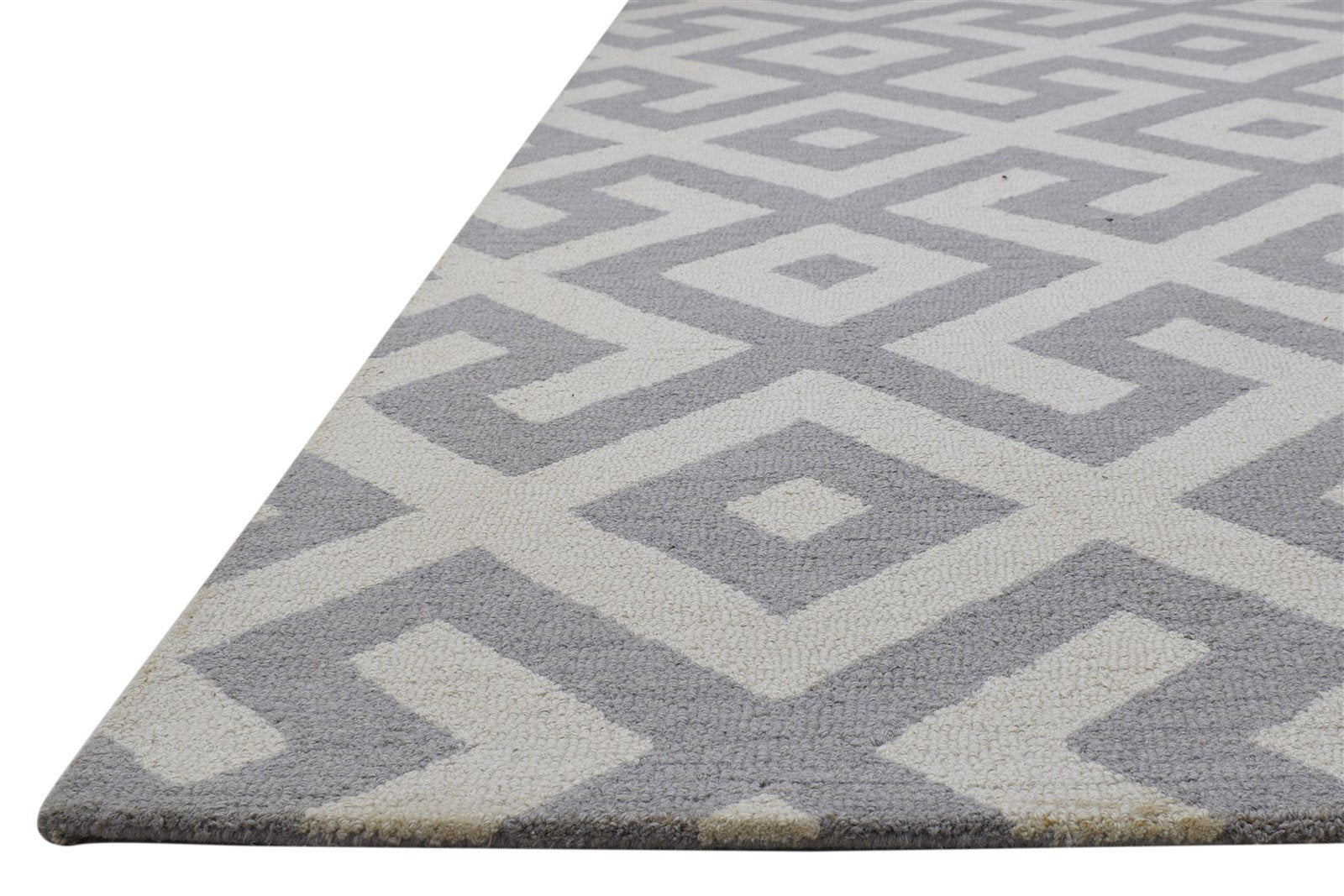 Wool Grey Rug 5' X 8' Modern Hand Tufted Scandinavian Geometric Room Size Carpet 