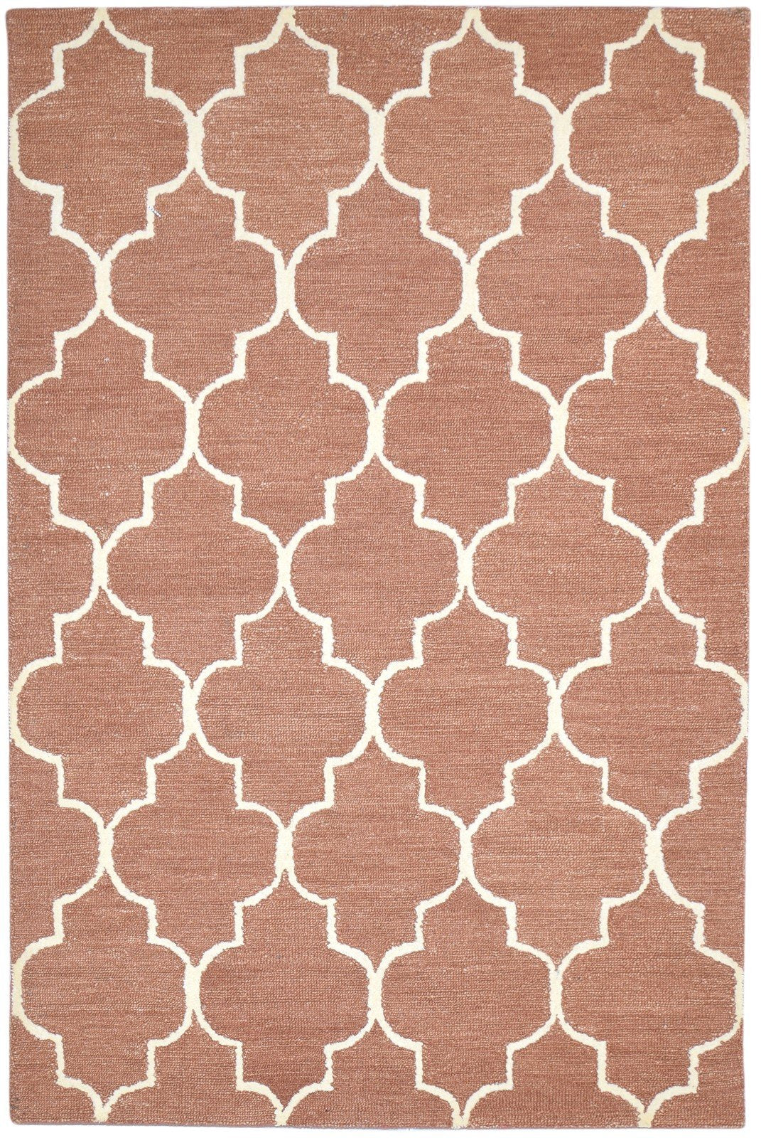 5' X 8' Rug Wool Rust Modern Hand Tufted Moroccan Trellis Room Size Carpet 