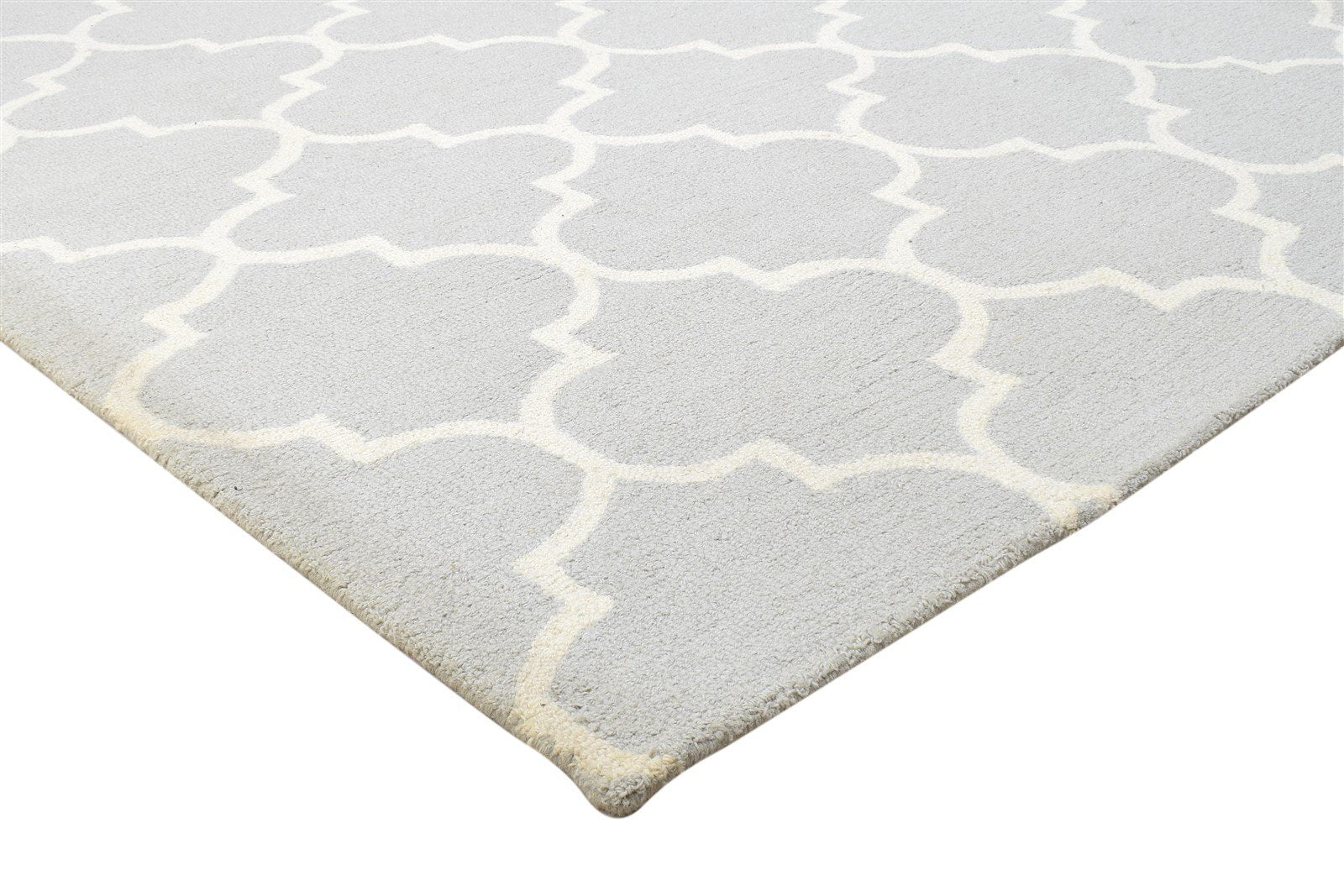 Hand Tufted Grey Wool Rug 5' X 8' Modern Moroccan Trellis Room Size Carpet 