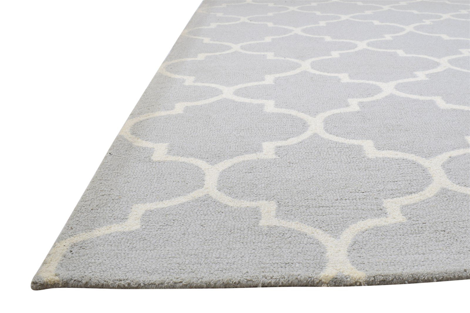 Hand Tufted Grey Wool Rug 5' X 8' Modern Moroccan Trellis Room Size Carpet 