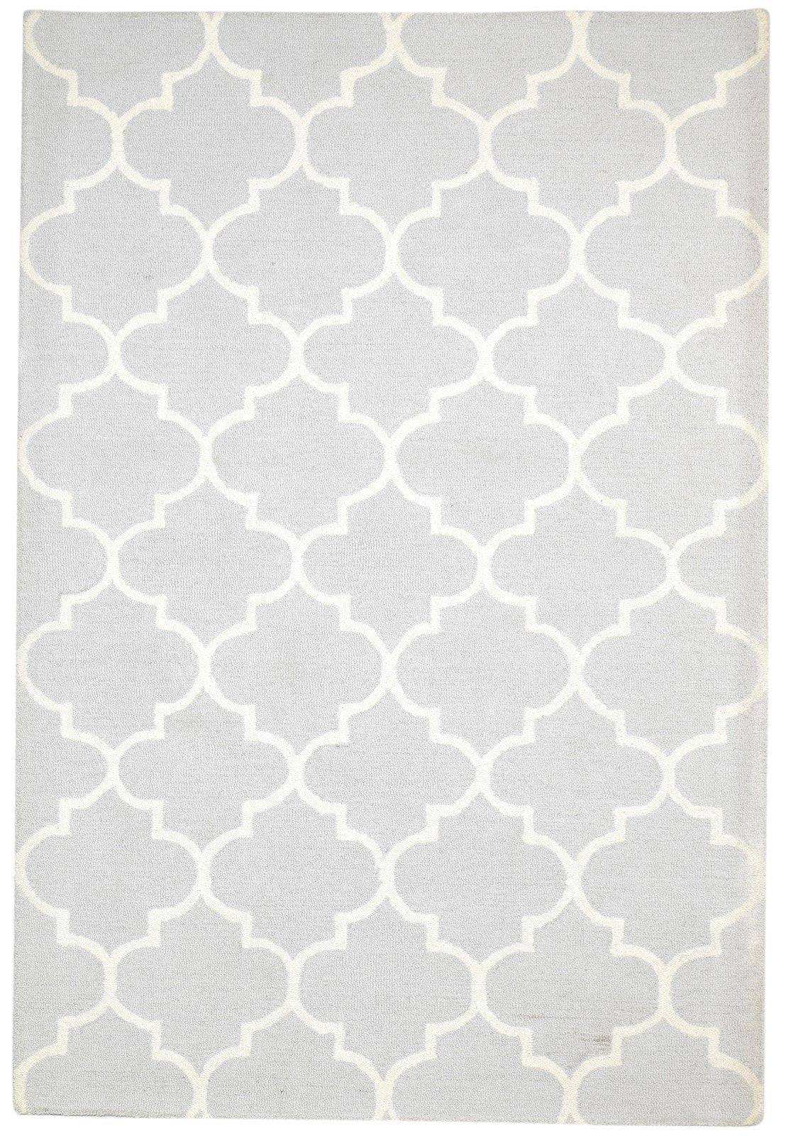 Hand Tufted Grey Wool Rug 5' X 8' Modern Moroccan Trellis Room Size Carpet 