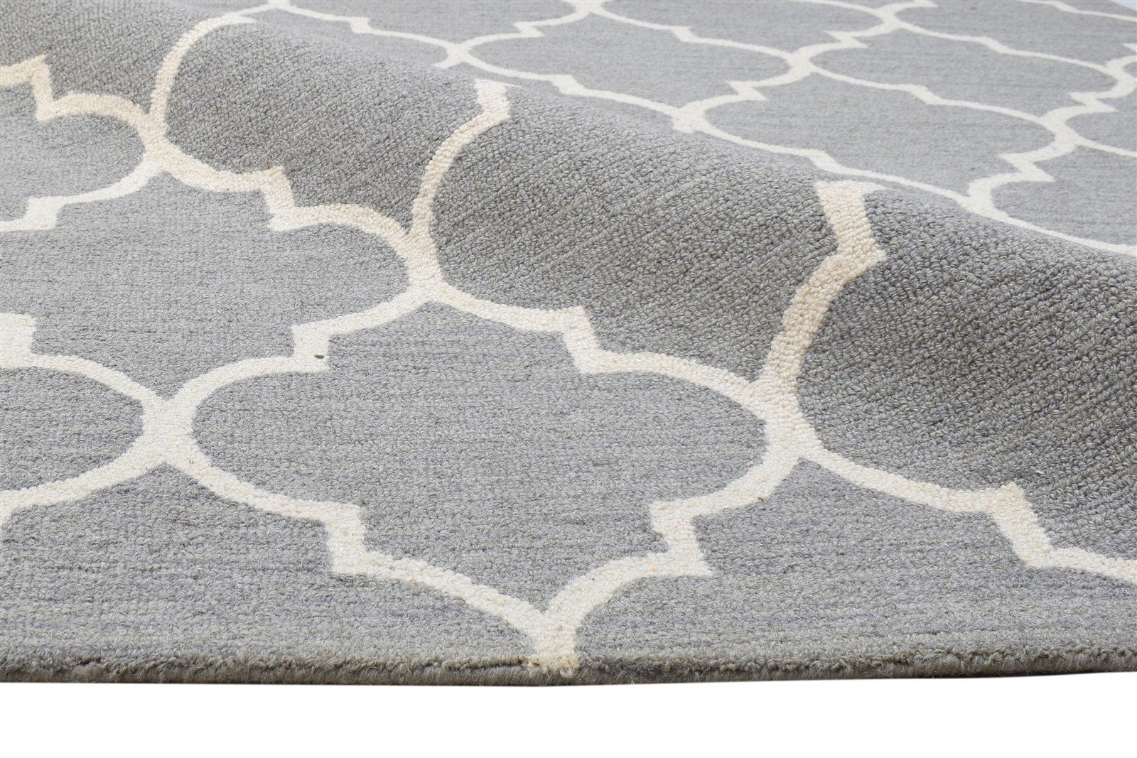 Grey Wool Rug 5' X 8' Modern Hand Tufted Moroccan Trellis Room Size Carpet 