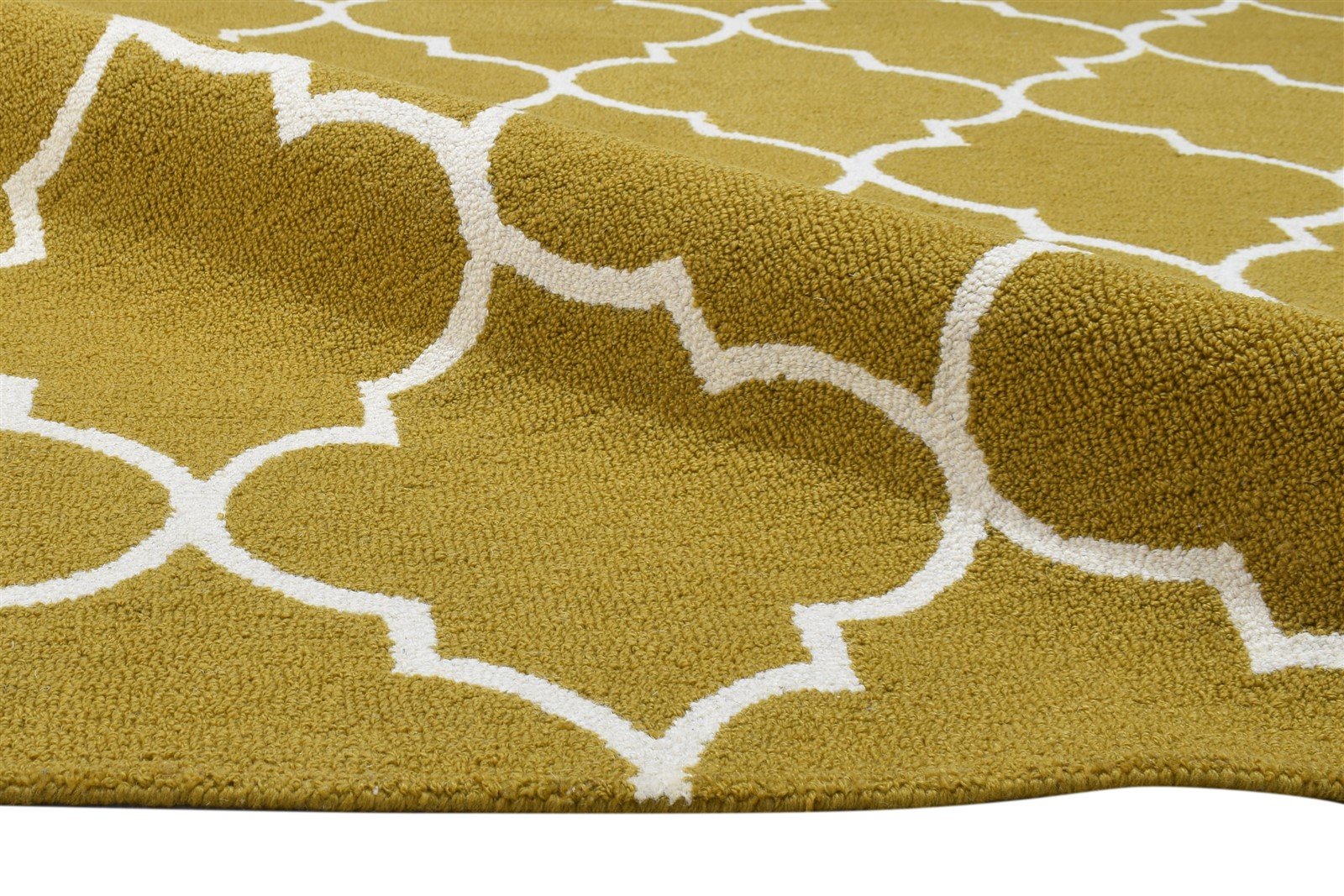 5' X 8' Rug Wool Gold Modern Hand Tufted Scandinavian Trellis Room Size Carpet 