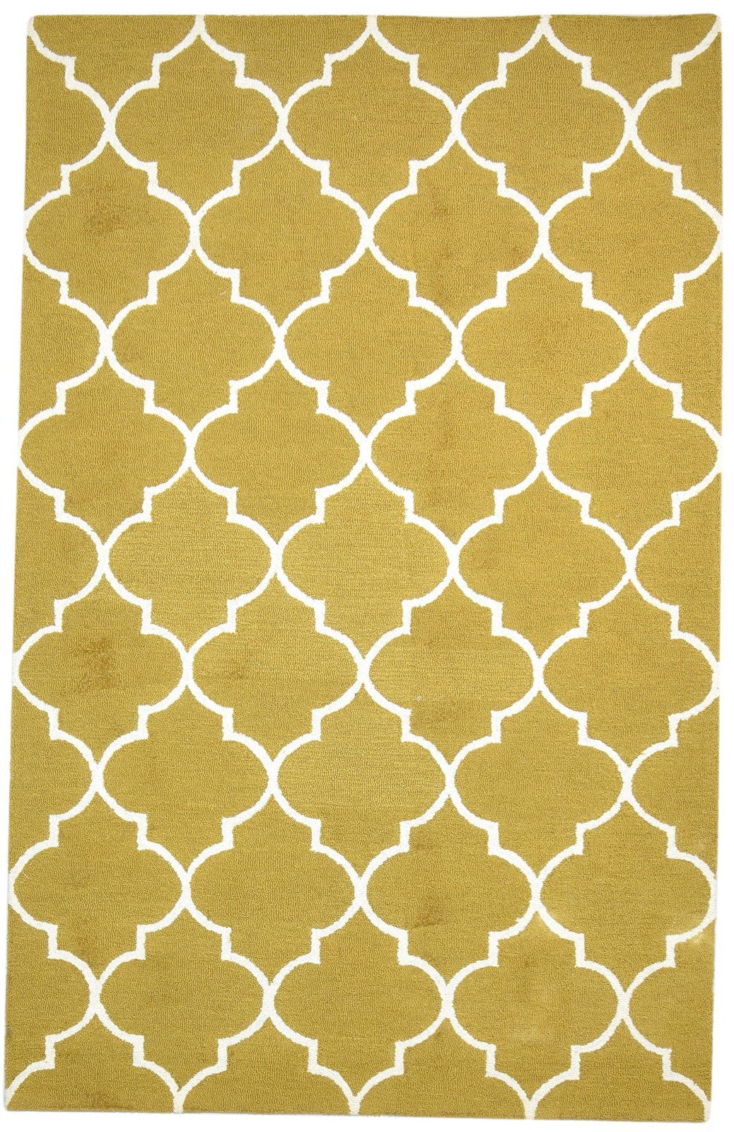 5' X 8' Rug Wool Gold Modern Hand Tufted Scandinavian Trellis Room Size Carpet 