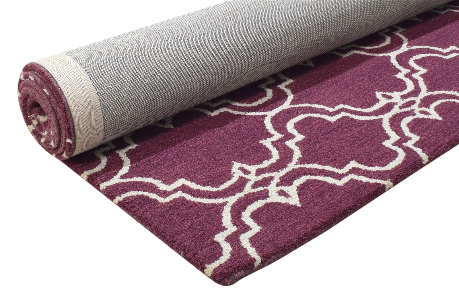 Hand Tufted Purple Wool Rug 5' X 8' Modern Moroccan Trellis Room Size Carpet 