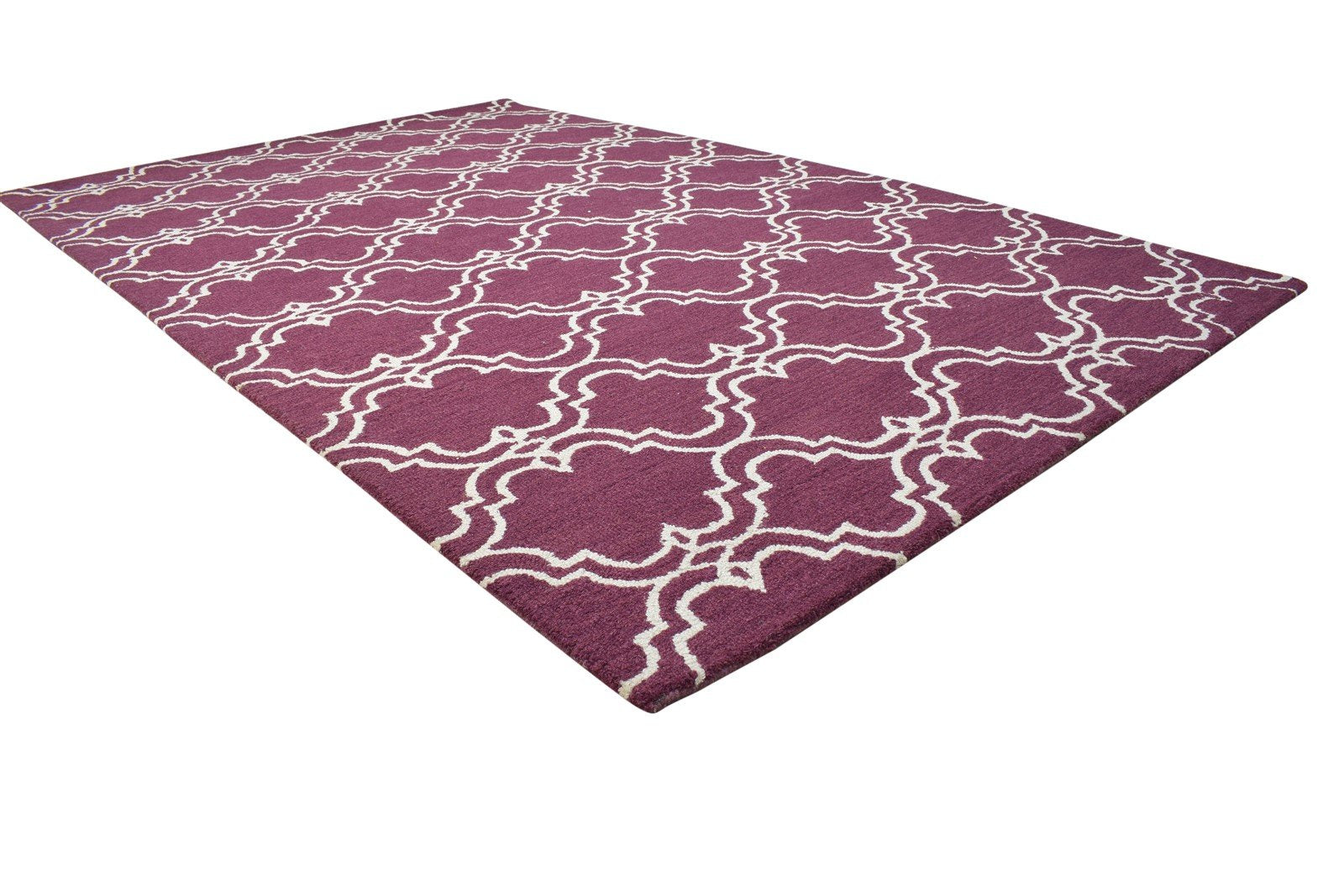 Hand Tufted Purple Wool Rug 5' X 8' Modern Moroccan Trellis Room Size Carpet 