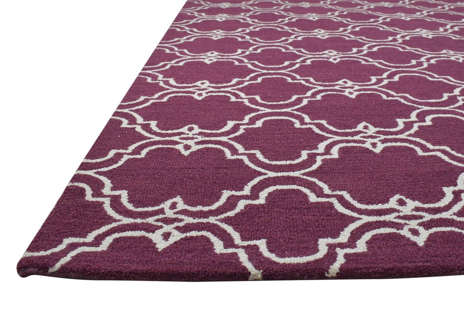 Hand Tufted Purple Wool Rug 5' X 8' Modern Moroccan Trellis Room Size Carpet 