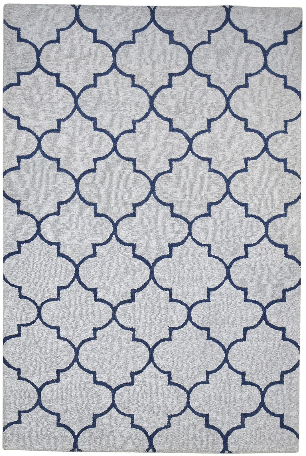 Hand Tufted Grey Wool Rug 5' X 8' Modern Moroccan Trellis Room Size Carpet 