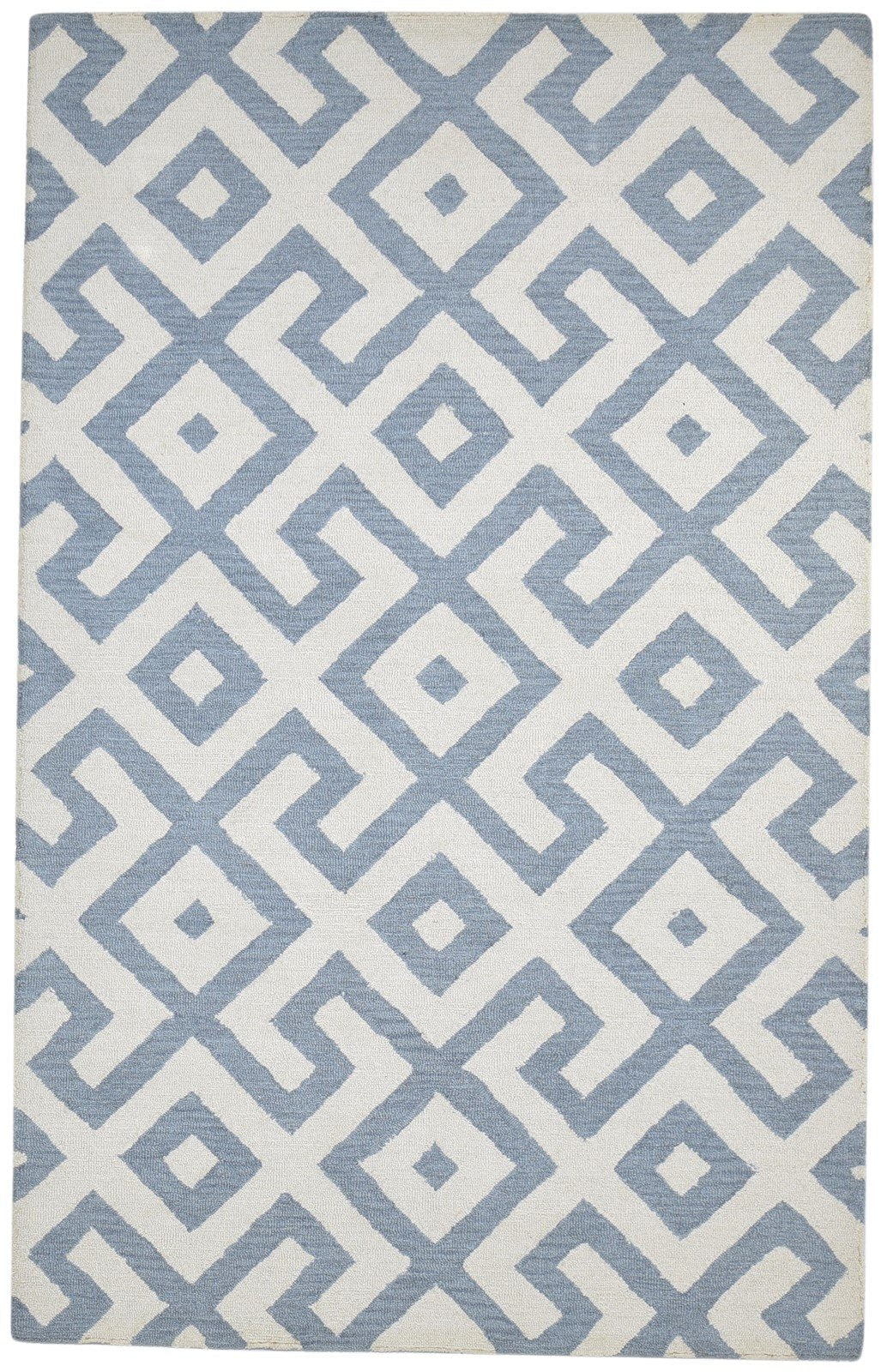 Wool Grey Rug 5' X 8' Modern Hand Tufted Scandinavian Geometric Room Size Carpet 