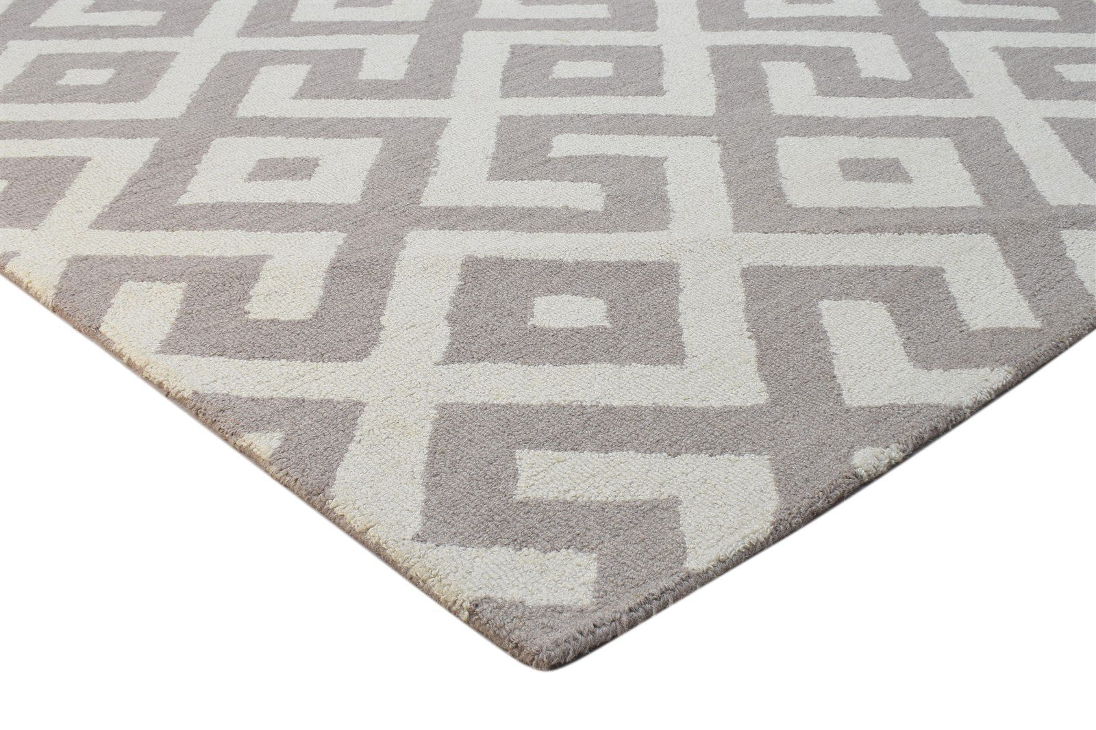 Sand Wool Rug 5' X 8' Modern Hand Tufted Scandinavian Geometric Room Size Carpet 