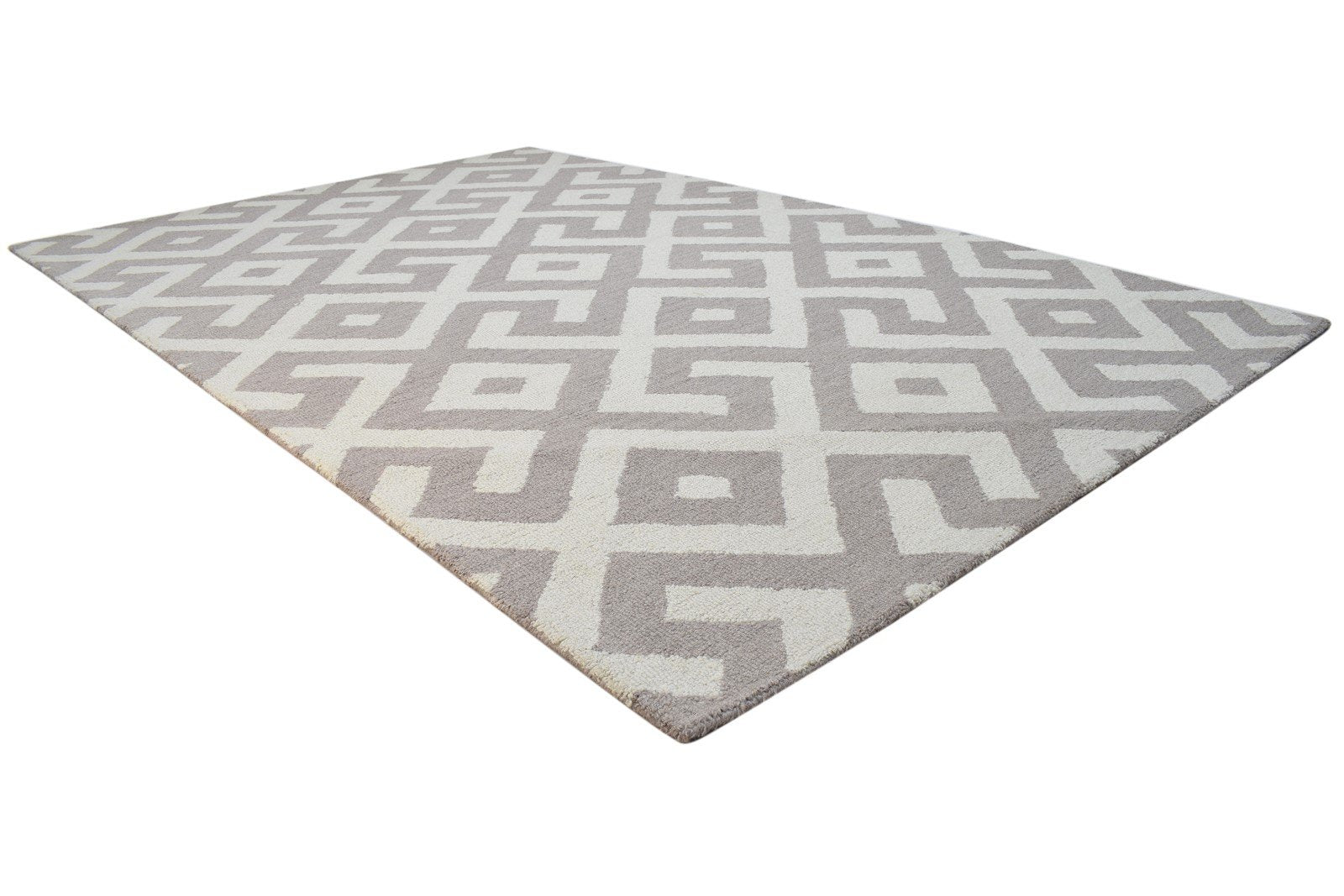 Sand Wool Rug 5' X 8' Modern Hand Tufted Scandinavian Geometric Room Size Carpet 