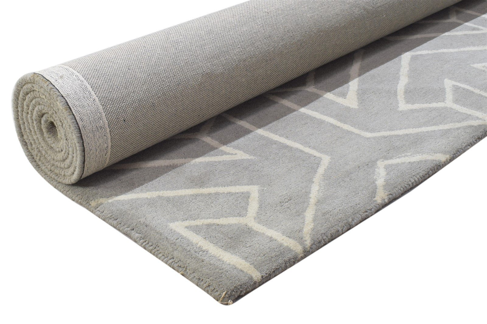 Hand Tufted Grey Wool Rug 5' X 8' Modern Indian Arrow Room Size Carpet 