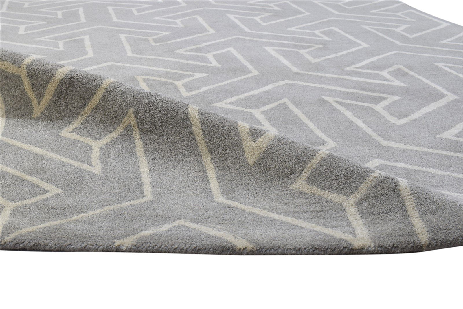 Hand Tufted Grey Wool Rug 5' X 8' Modern Indian Arrow Room Size Carpet 