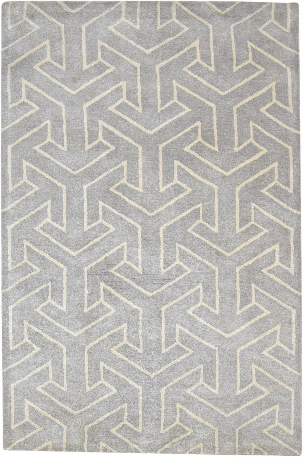 Hand Tufted Grey Wool Rug 5' X 8' Modern Indian Arrow Room Size Carpet 