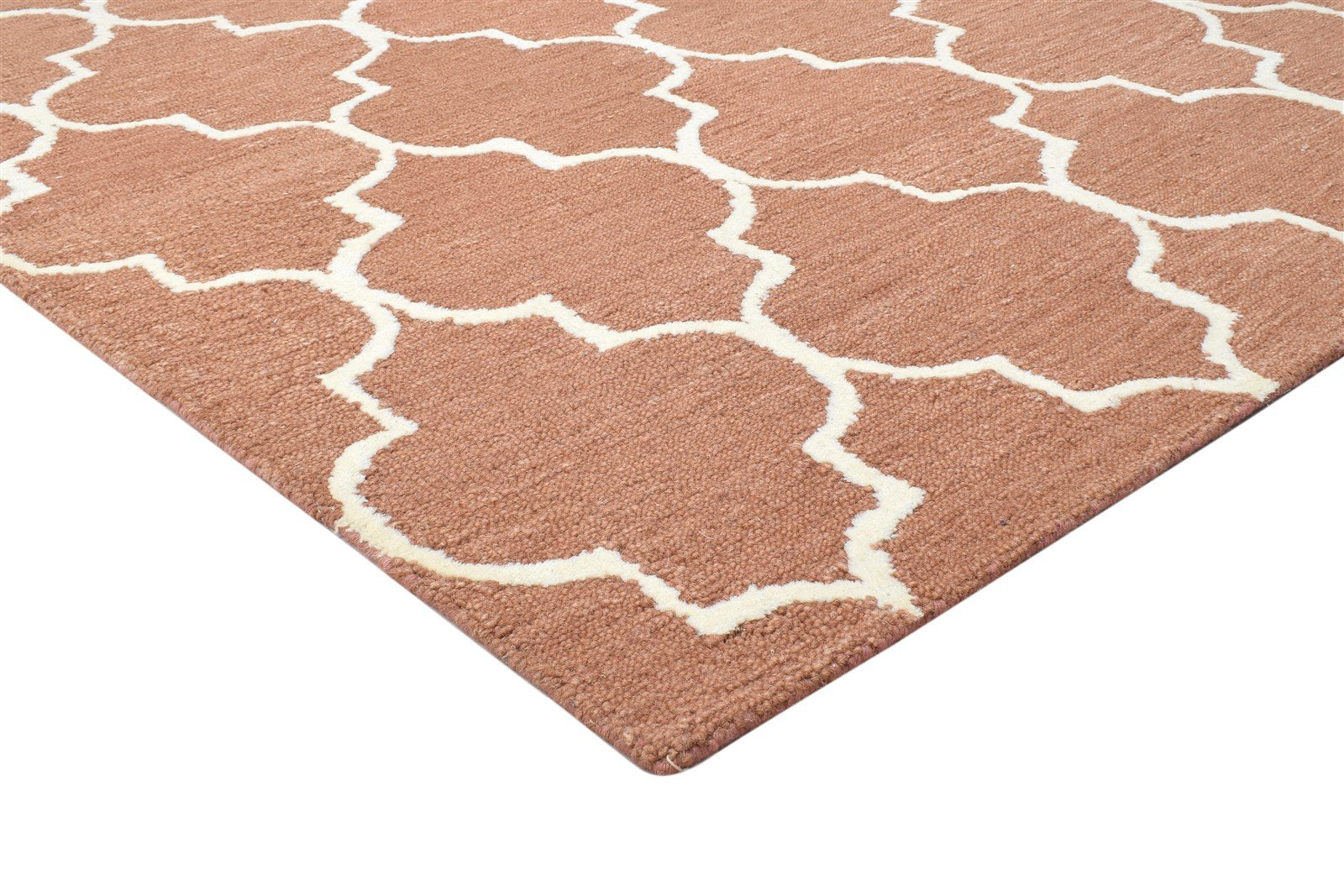 Hand Tufted Rust Wool Rug 5' X 8' Modern Moroccan Trellis Room Size Carpet 