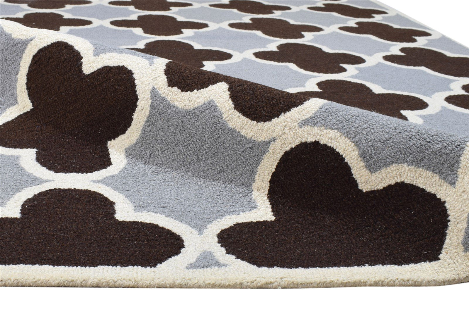 Brown Wool Rug 5' X 8' Modern Hand Tufted Moroccan Trellis Room Size Carpet 