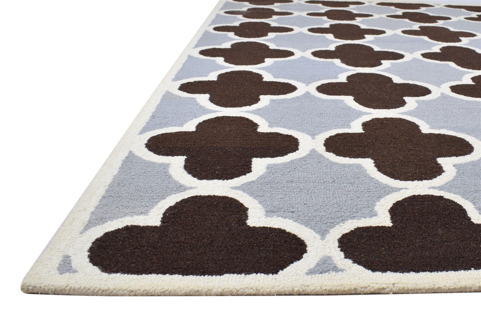 Brown Wool Rug 5' X 8' Modern Hand Tufted Moroccan Trellis Room Size Carpet 