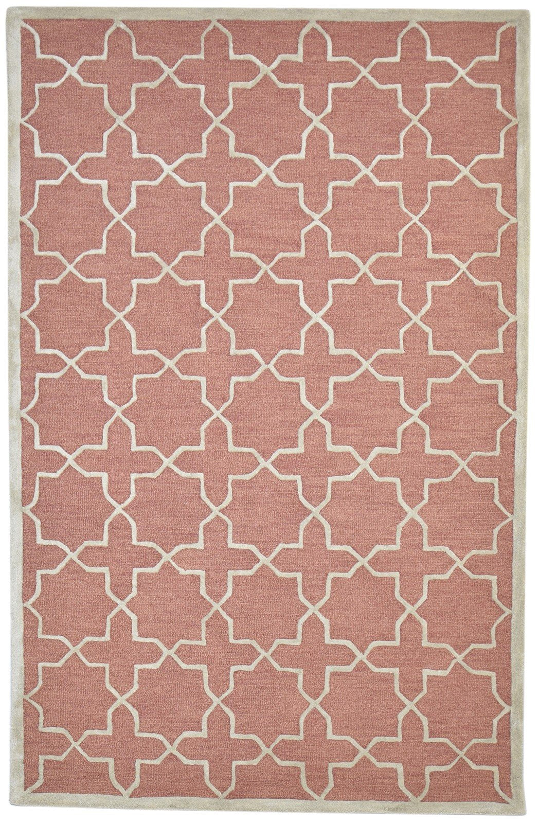 5' X 8' Rug Wool Rust Modern Hand Tufted Moroccan Trellis Room Size Carpet 