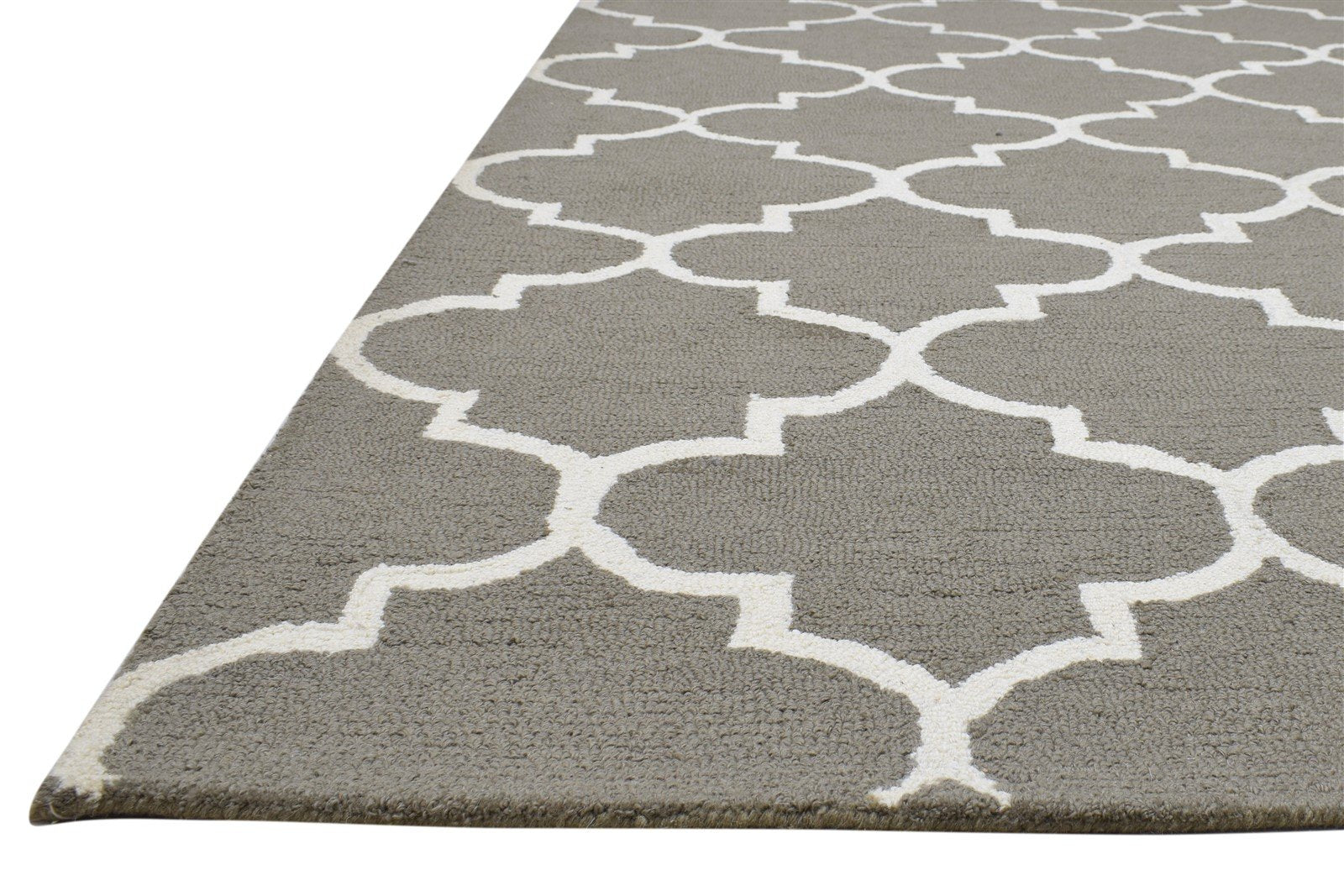 Hand Tufted Brown Wool Rug 5' X 8' Modern Moroccan Trellis Room Size Carpet 