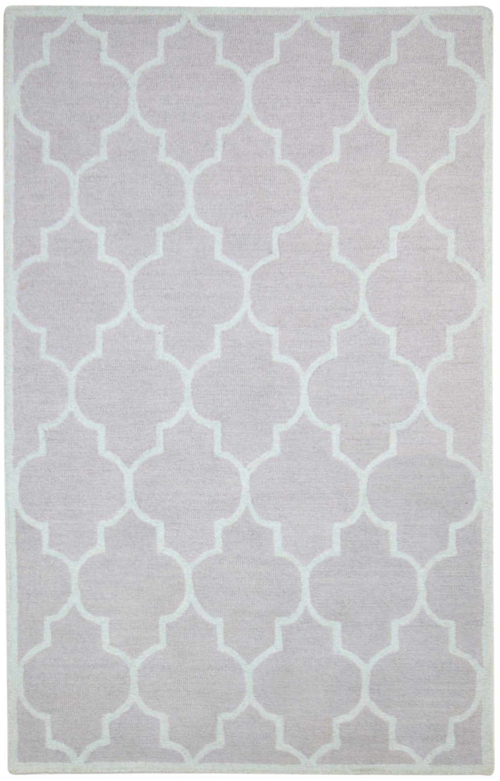 Hand Tufted Pink Wool Rug 5' X 8' Modern Moroccan Trellis Room Size Carpet 