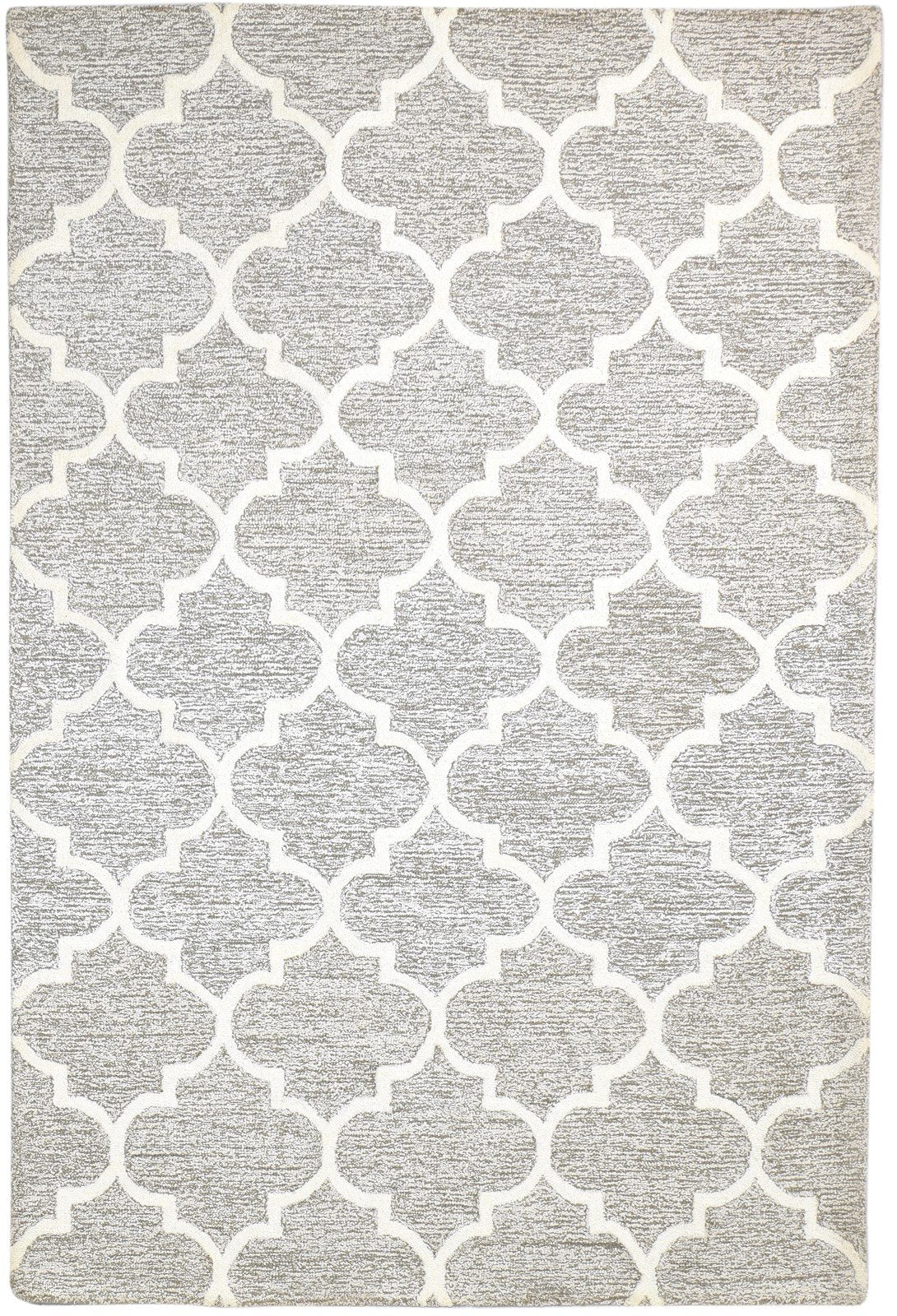 Grey Wool Rug 5' X 8' Modern Hand Tufted Moroccan Trellis Room Size Carpet 