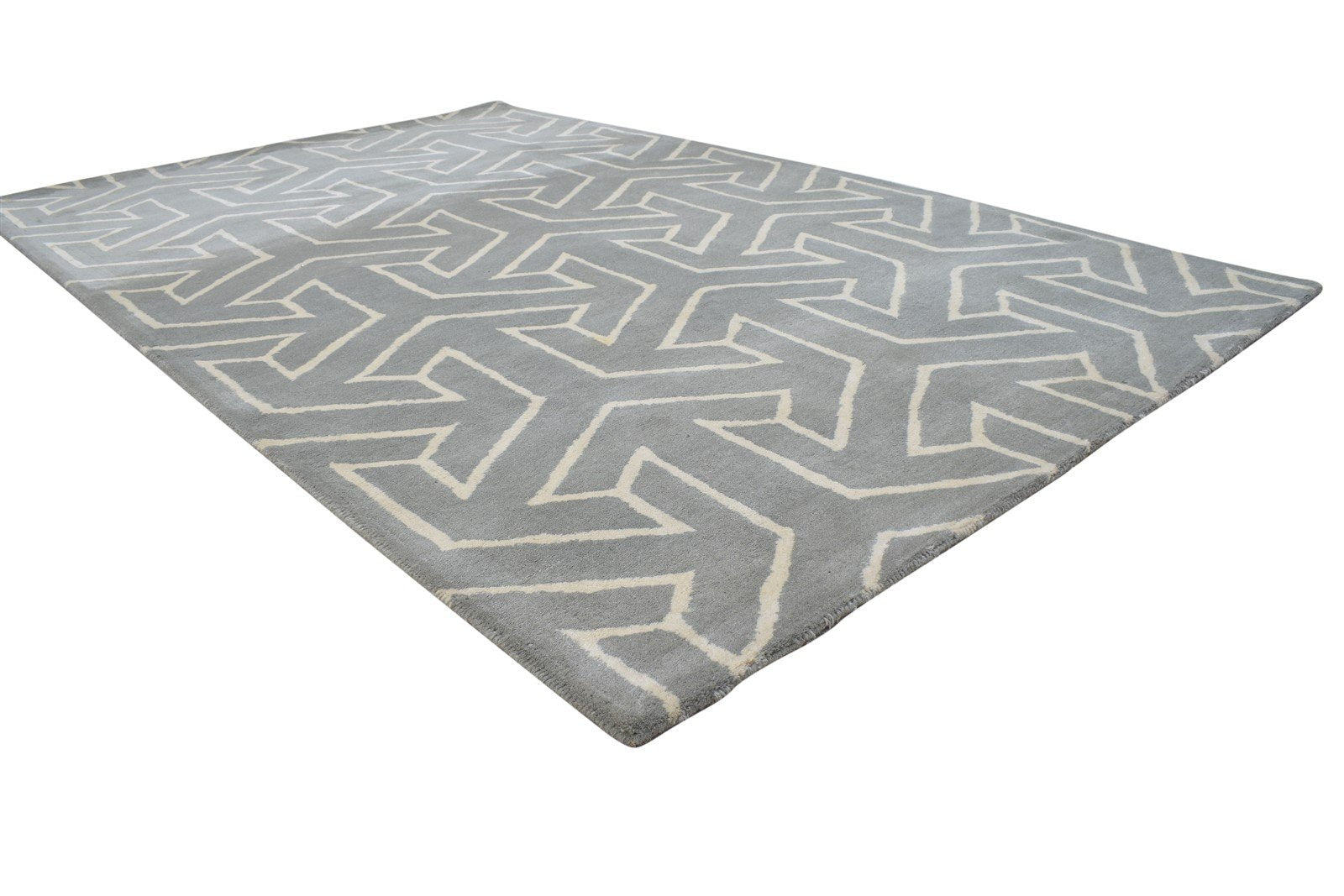 Hand Tufted Dark Grey Wool Rug 5' X 8' Modern Indian Arrow Room Size Carpet 