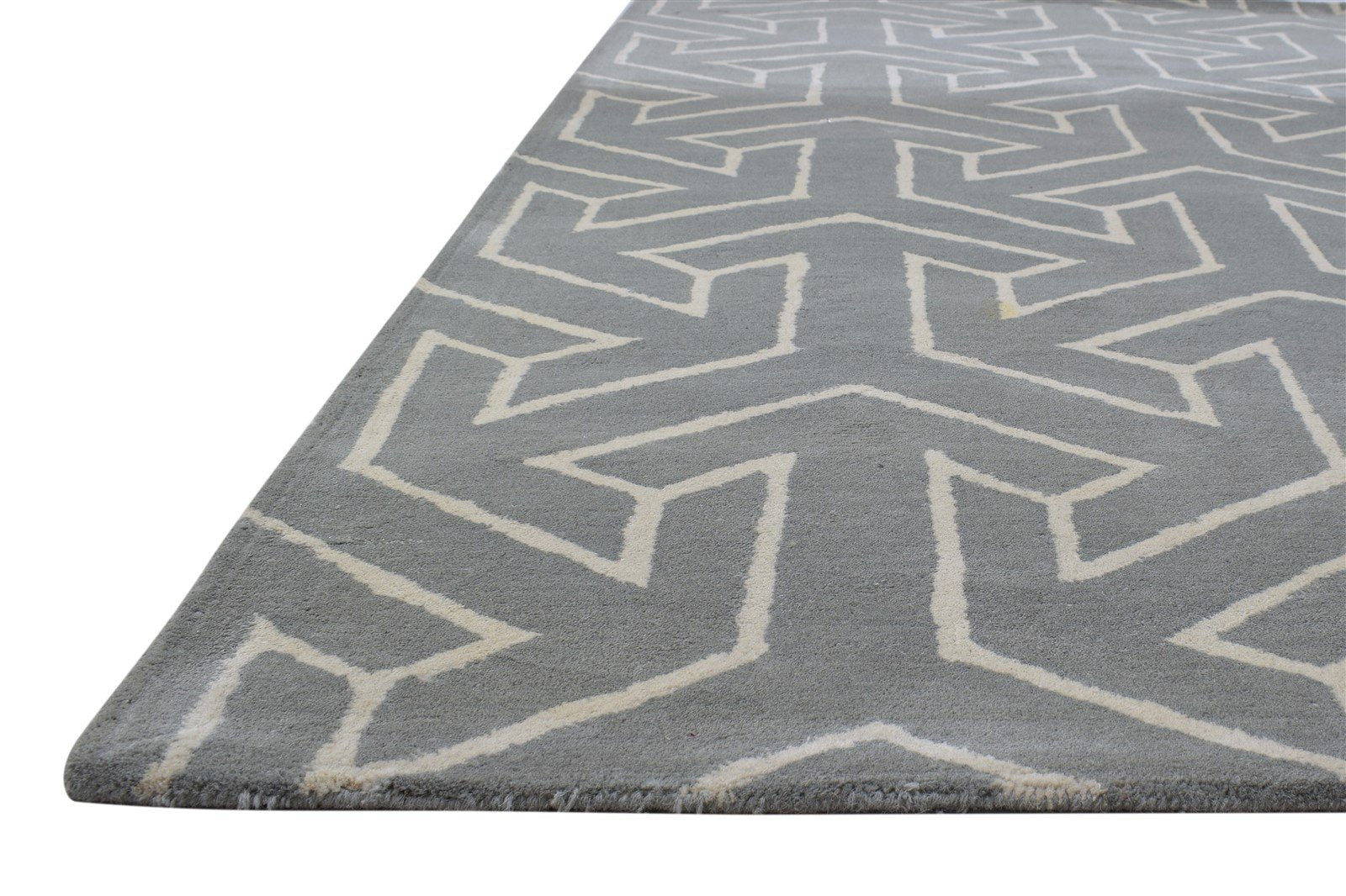 Hand Tufted Dark Grey Wool Rug 5' X 8' Modern Indian Arrow Room Size Carpet 