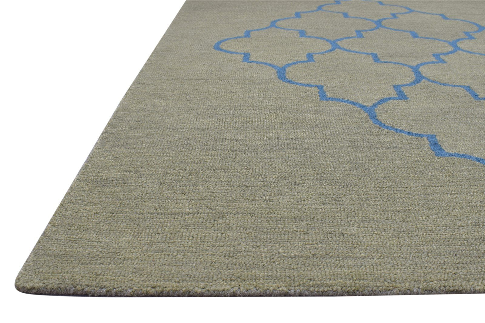 5' X 8' Rug Wool Green Modern Hand Tufted Moroccan Trellis Room Size Carpet 