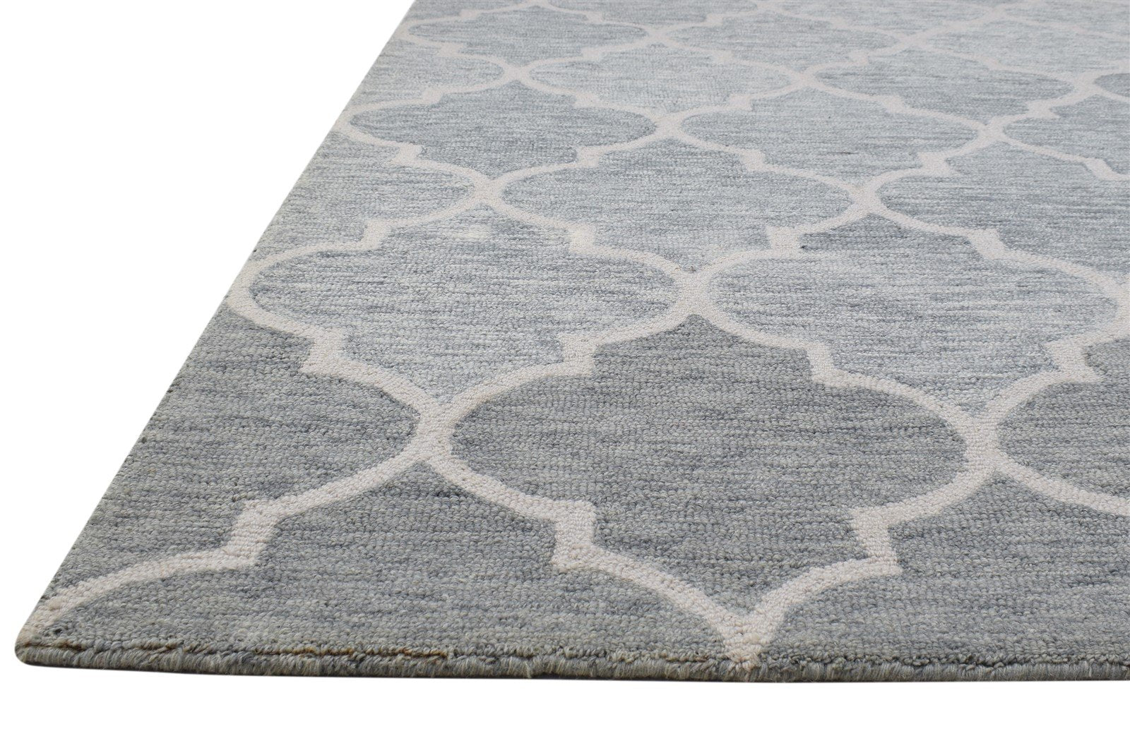 5' X 8' Rug Wool Grey Modern Hand Tufted Moroccan Trellis Room Size Carpet 