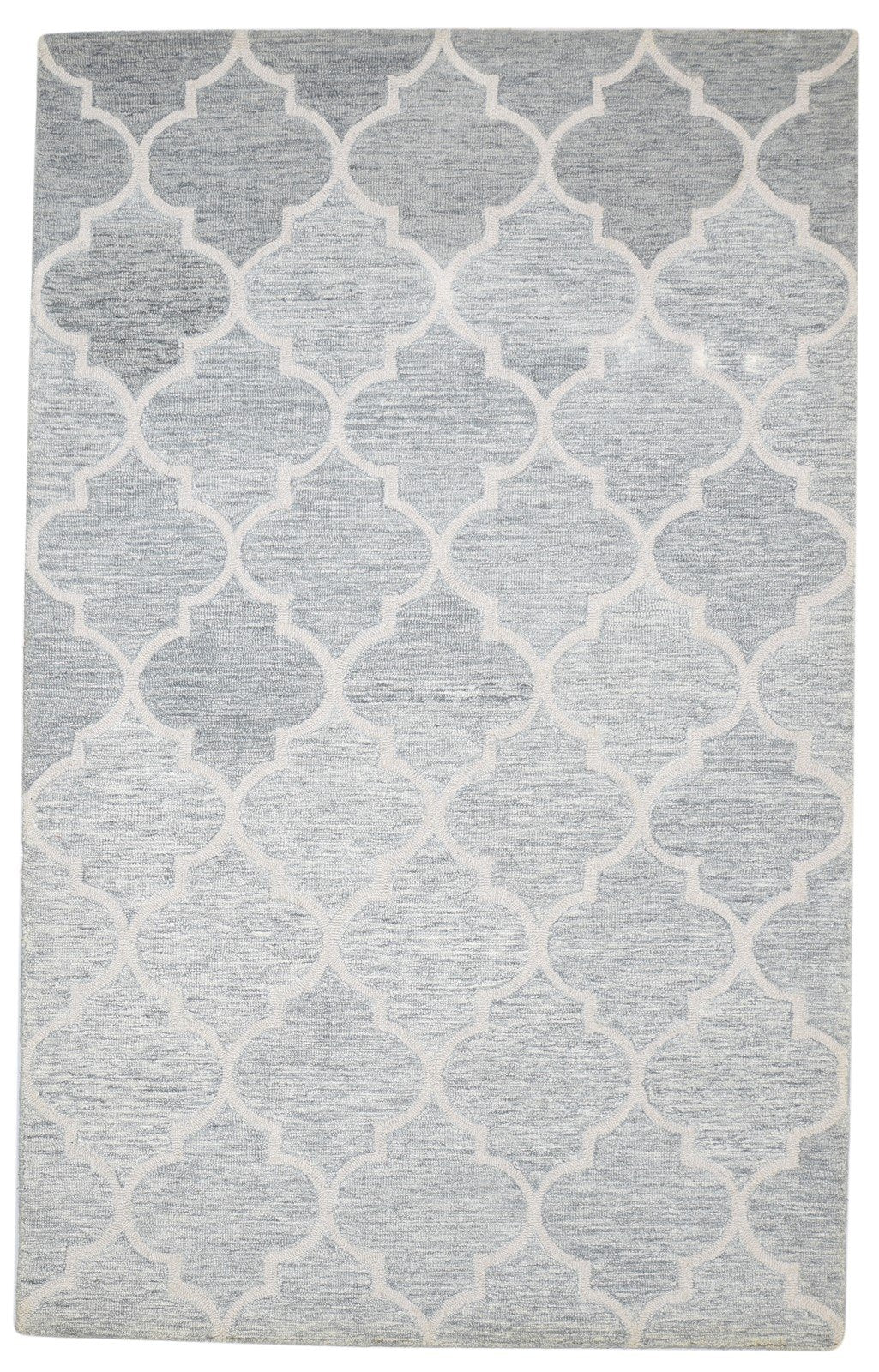 5' X 8' Rug Wool Grey Modern Hand Tufted Moroccan Trellis Room Size Carpet 