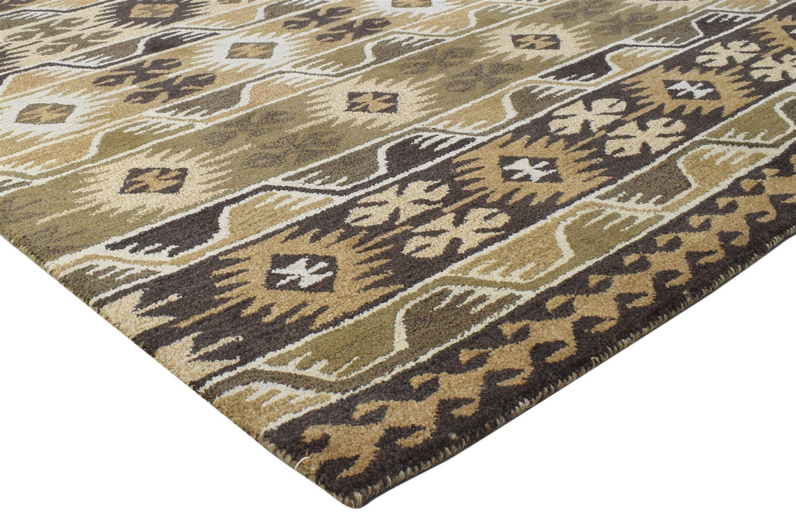 5X8 Rug Wool Brown Modern Hand Tufted Scandinavian Geometric Room Size Carpet 