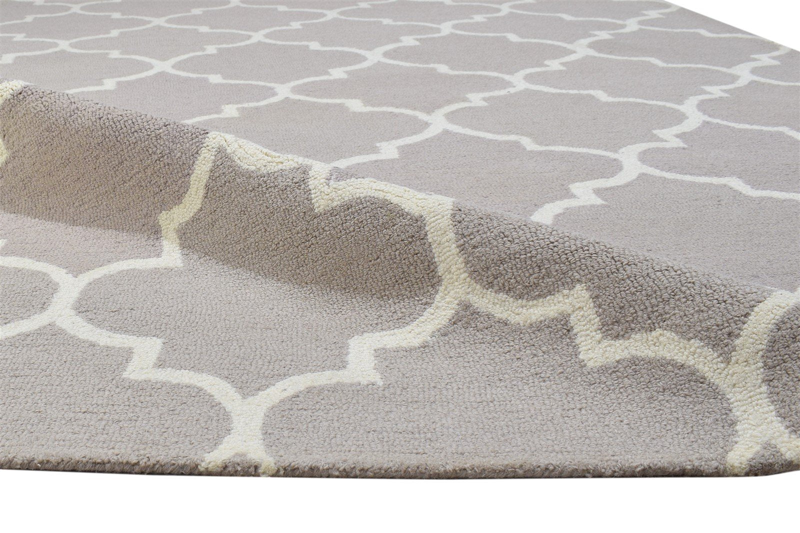 Hand Tufted Grey Wool Rug 5' X 8' Modern Moroccan Trellis Room Size Carpet 