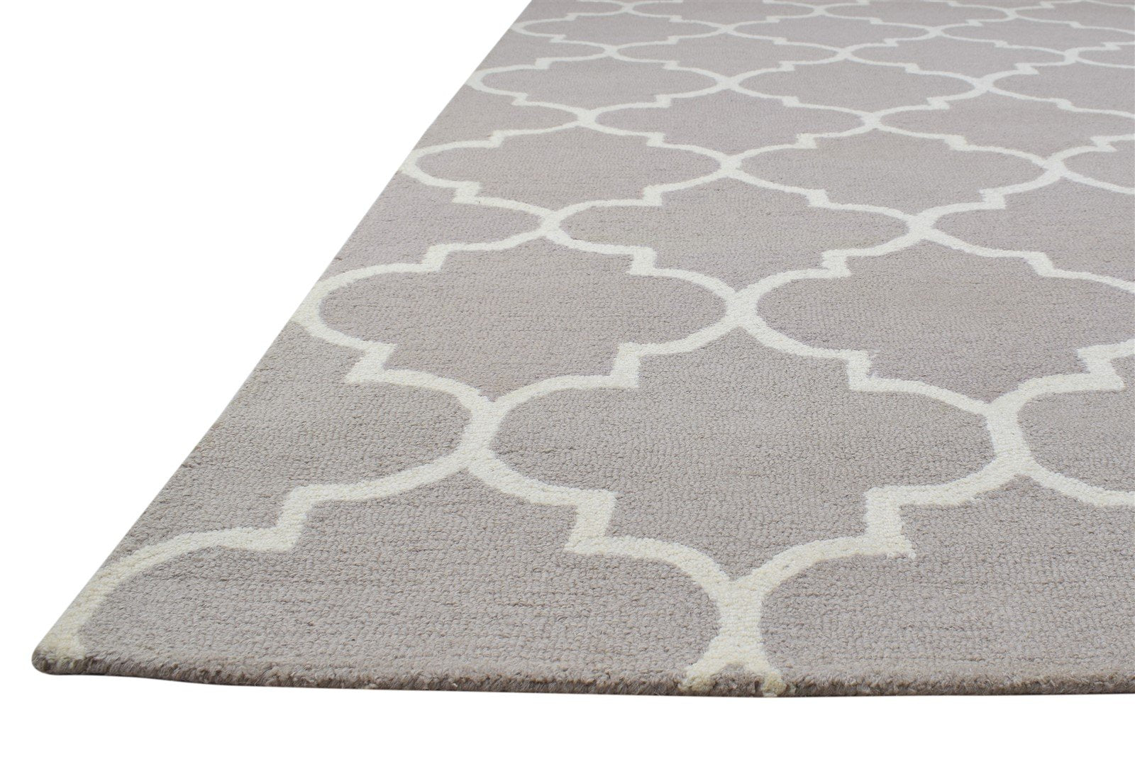 Hand Tufted Grey Wool Rug 5' X 8' Modern Moroccan Trellis Room Size Carpet 