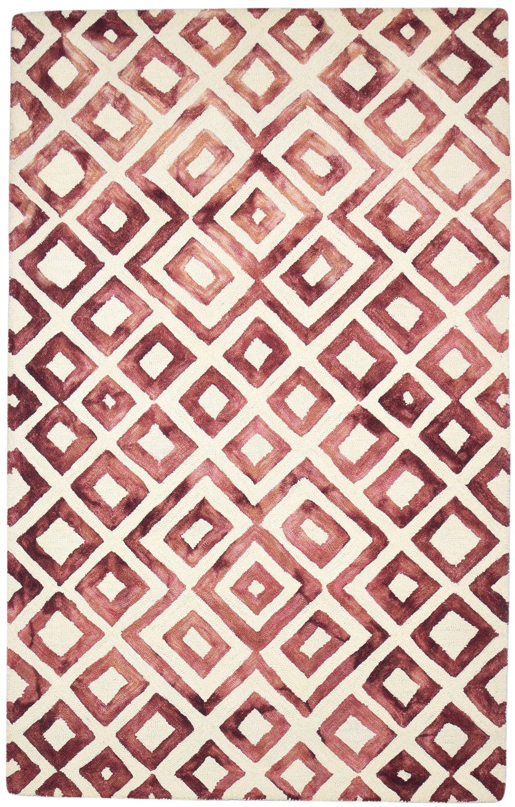 Hand Tufted Red Wool Rug 5' X 8' Modern Indian Geometric Room Size Carpet 