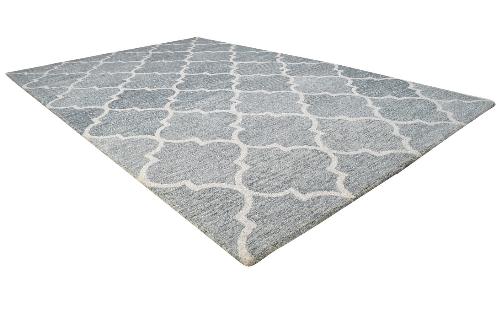 Hand Tufted Grey Wool Rug 5' X 8' Modern Moroccan Trellis Room Size Carpet 