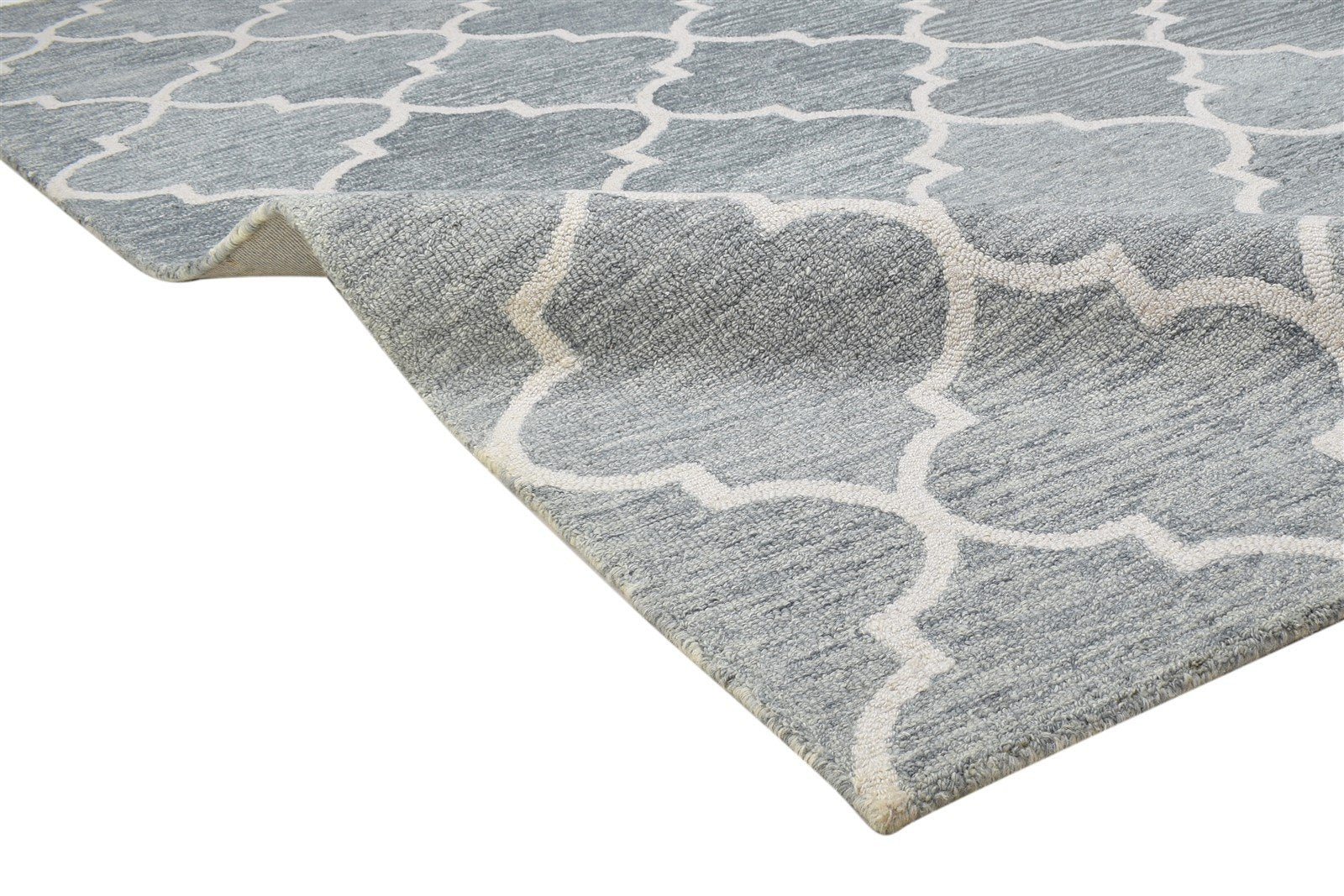 Hand Tufted Grey Wool Rug 5' X 8' Modern Moroccan Trellis Room Size Carpet 