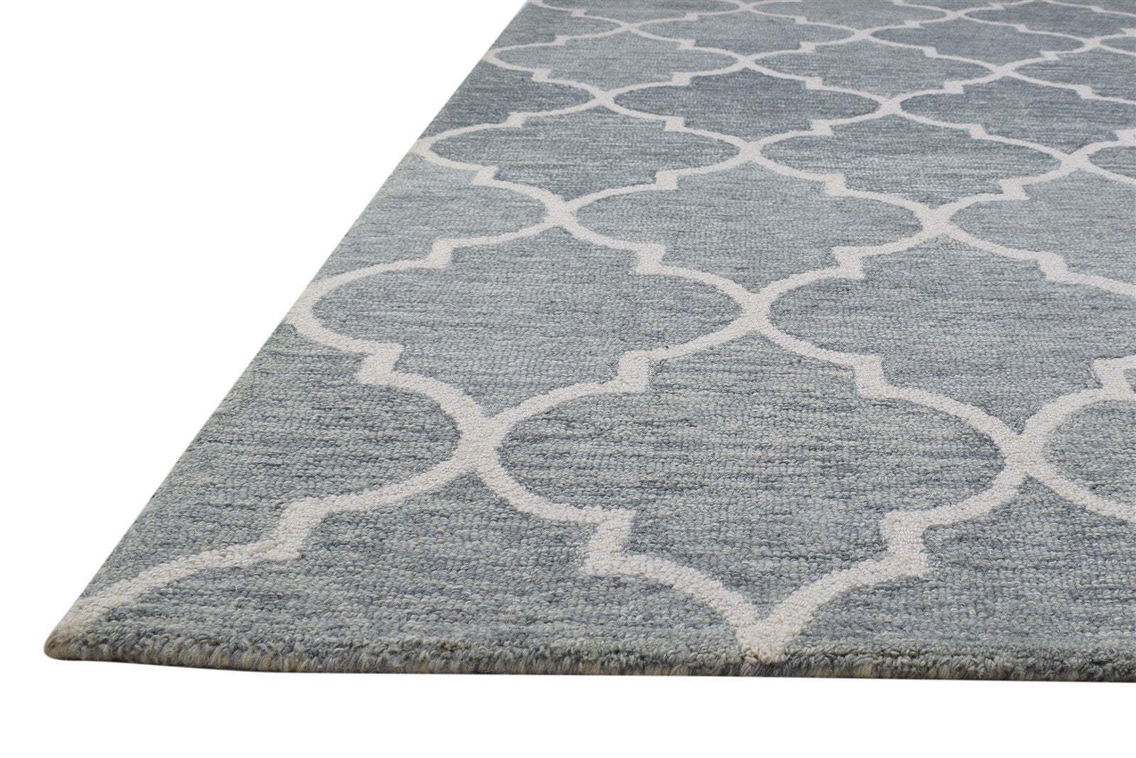 Hand Tufted Grey Wool Rug 5' X 8' Modern Moroccan Trellis Room Size Carpet 