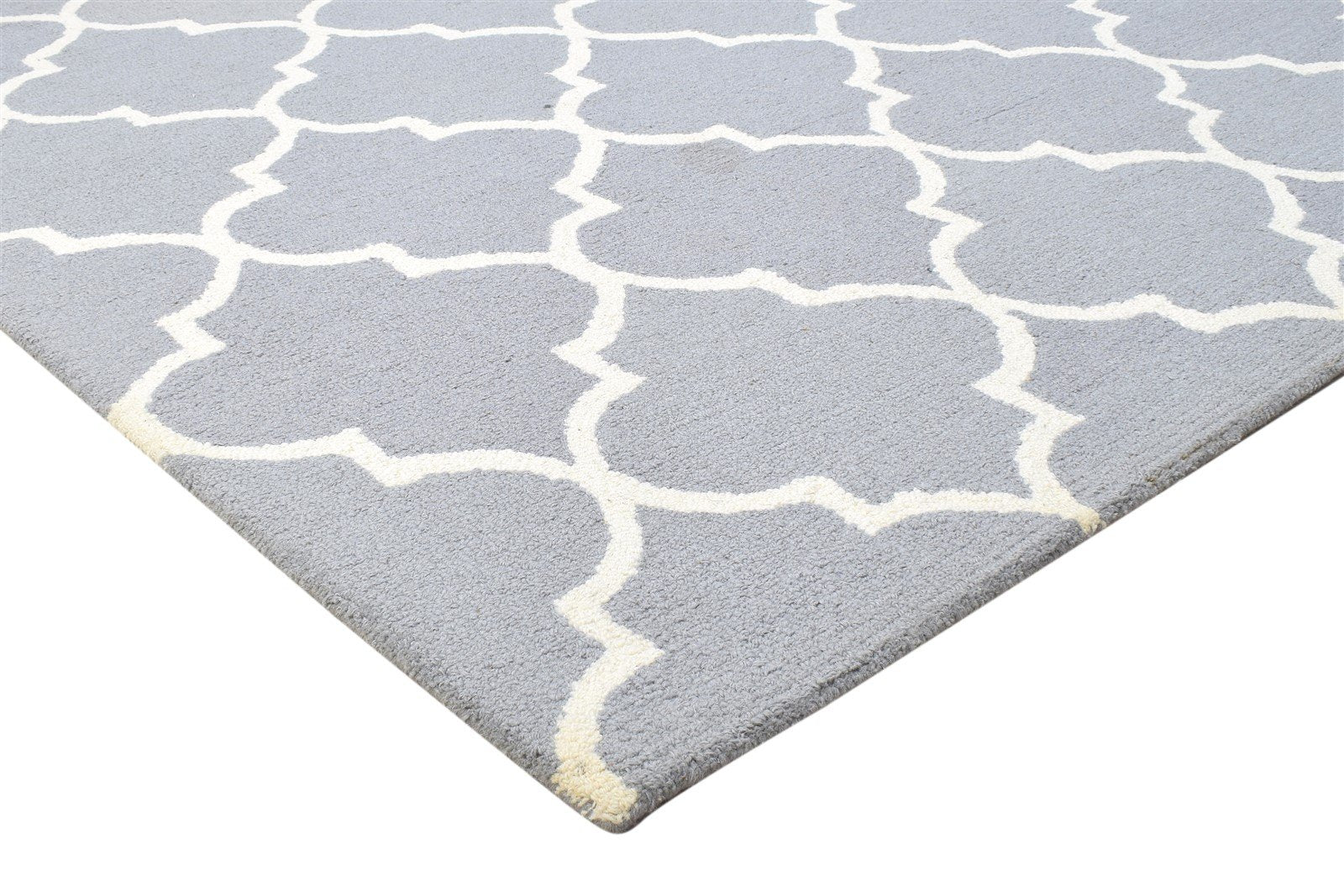 5' X 8' Rug Wool Grey Modern Hand Tufted Moroccan Trellis Room Size Carpet 