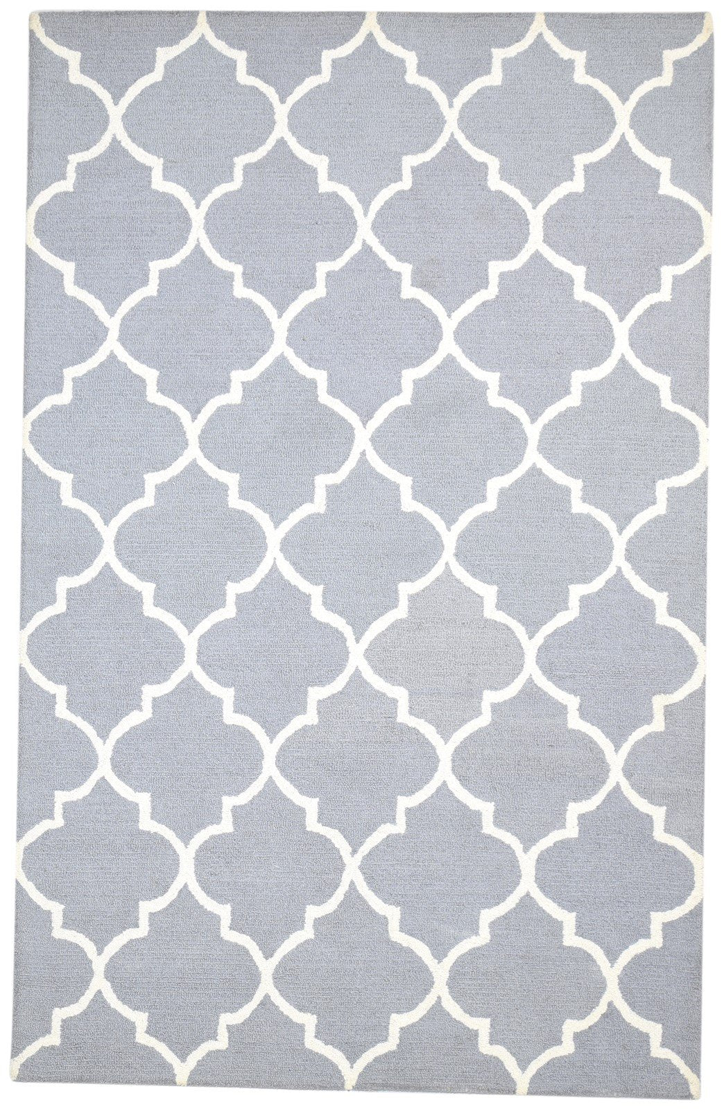 5' X 8' Rug Wool Grey Modern Hand Tufted Moroccan Trellis Room Size Carpet 