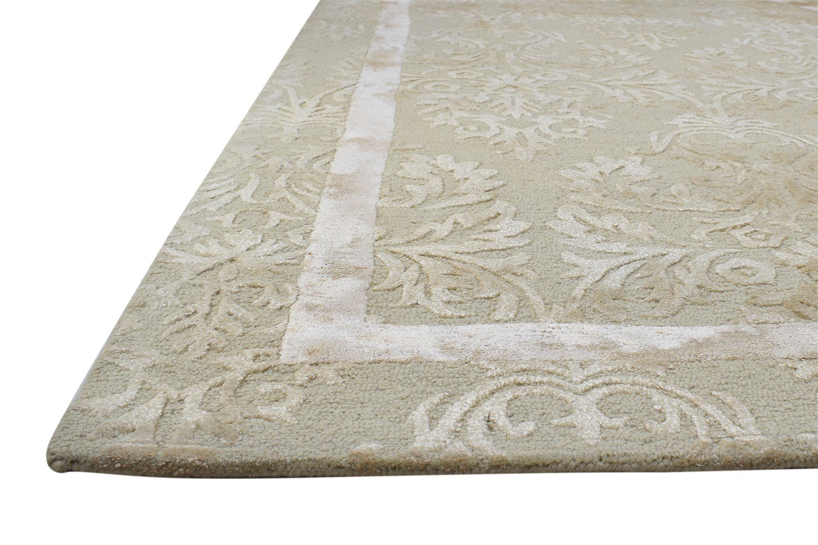 5' X 8' Rug Wool Beige Modern Hand Tufted French Floral Room Size Carpet 