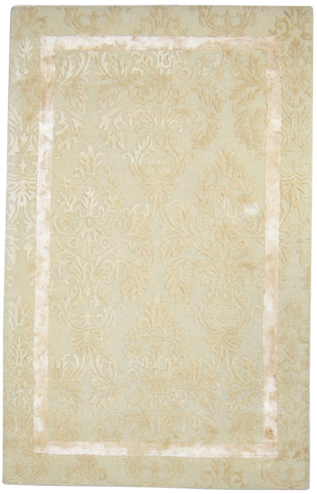 5' X 8' Rug Wool Beige Modern Hand Tufted French Floral Room Size Carpet 