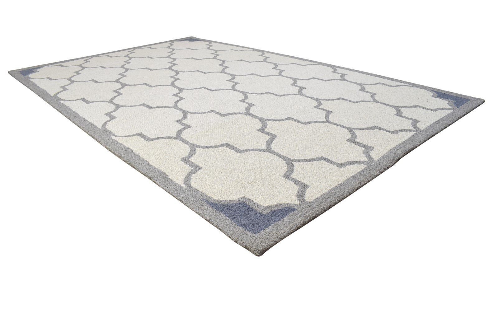 Sand Wool Rug 5' X 8' Modern Hand Tufted Moroccan Trellis Room Size Carpet 