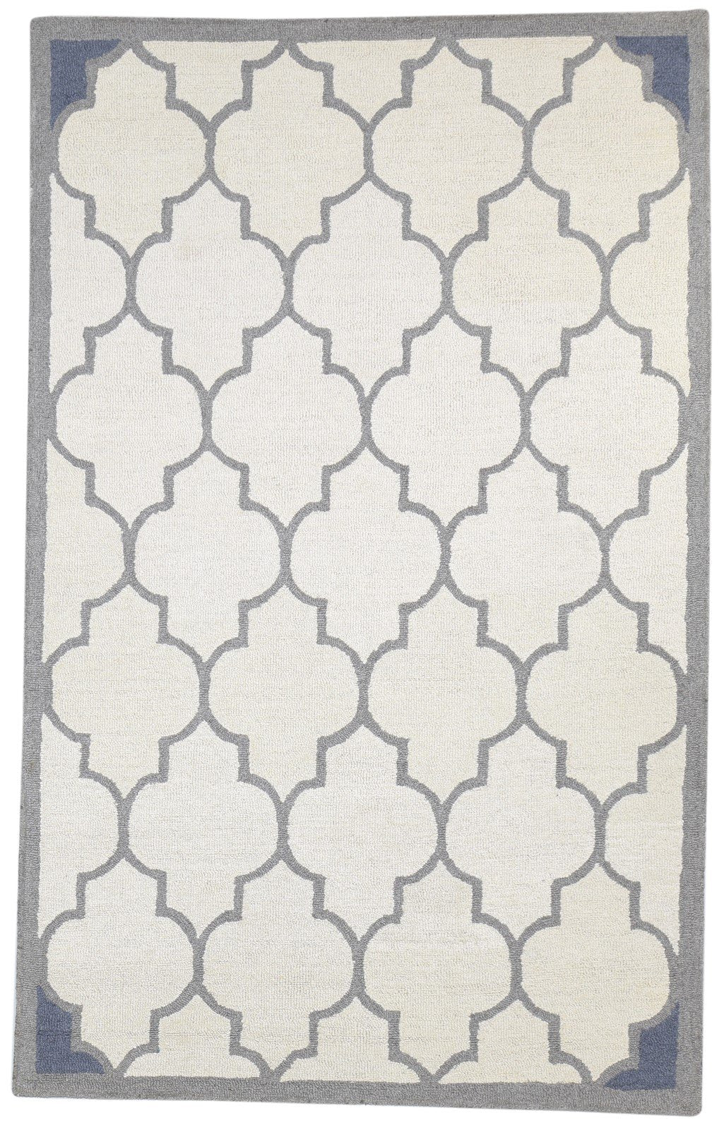 Sand Wool Rug 5' X 8' Modern Hand Tufted Moroccan Trellis Room Size Carpet 