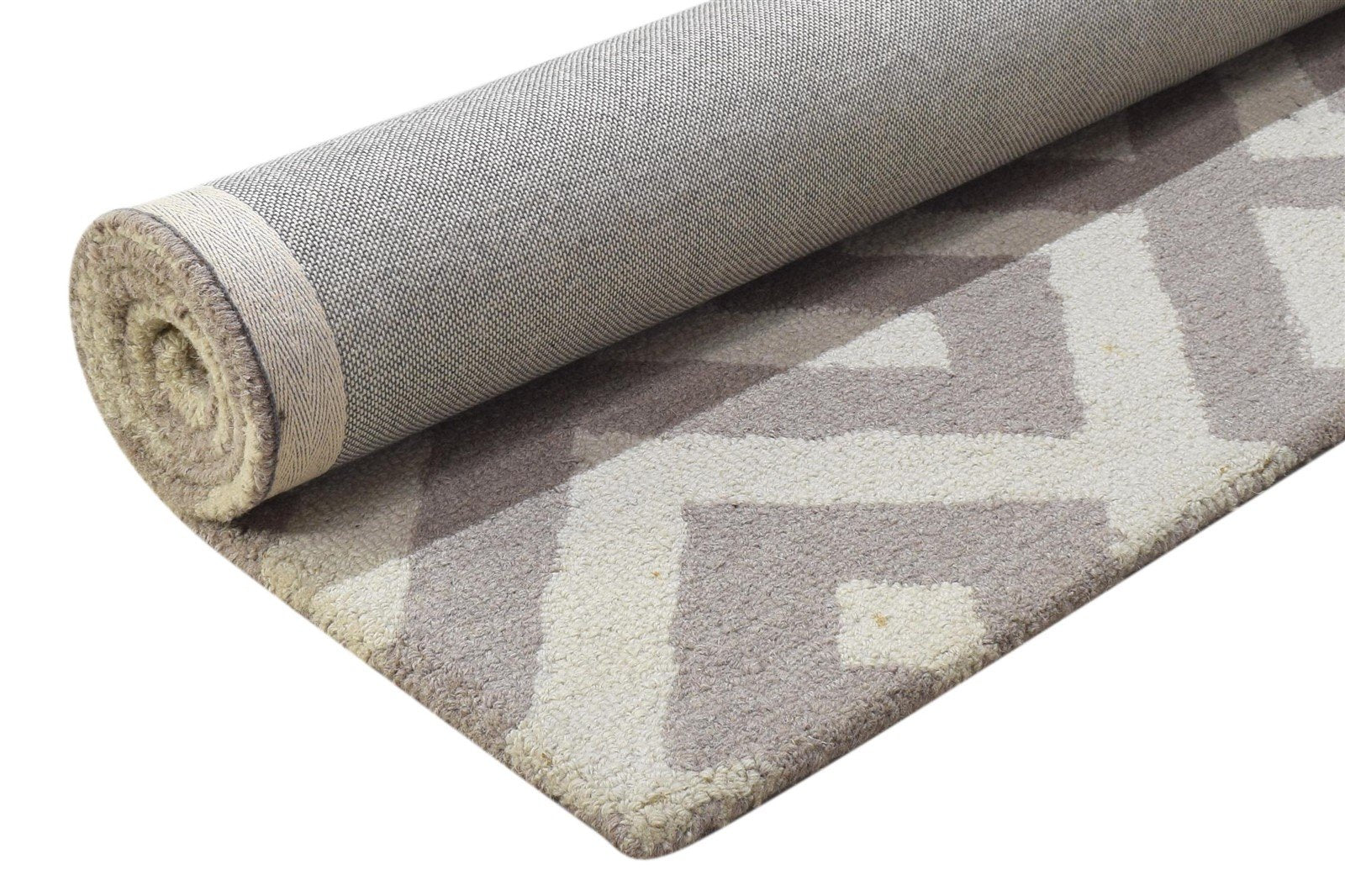 4' X 6' Rug Wool Sand Modern Hand Tufted Scandinavian Geometric Room Size Carpet 