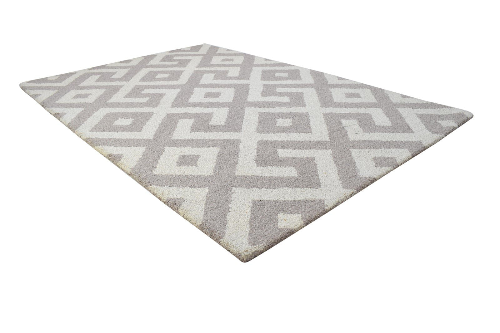 4' X 6' Rug Wool Sand Modern Hand Tufted Scandinavian Geometric Room Size Carpet 