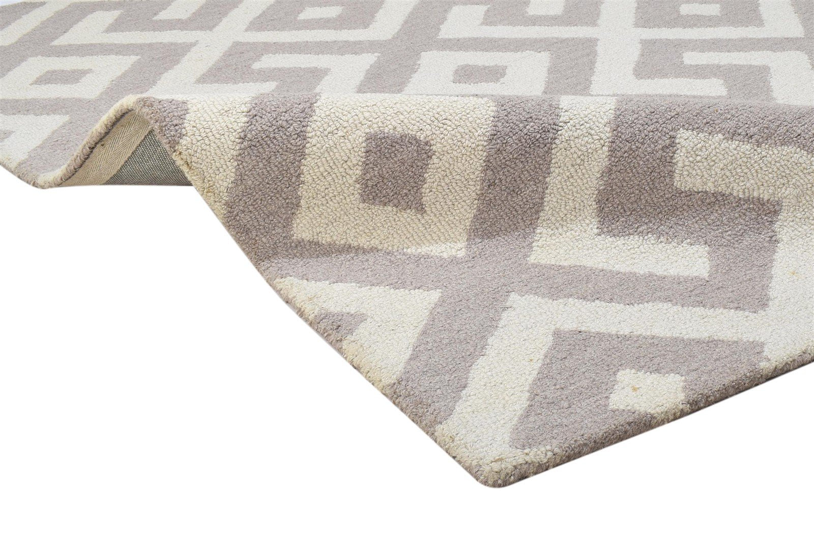 4' X 6' Rug Wool Sand Modern Hand Tufted Scandinavian Geometric Room Size Carpet 