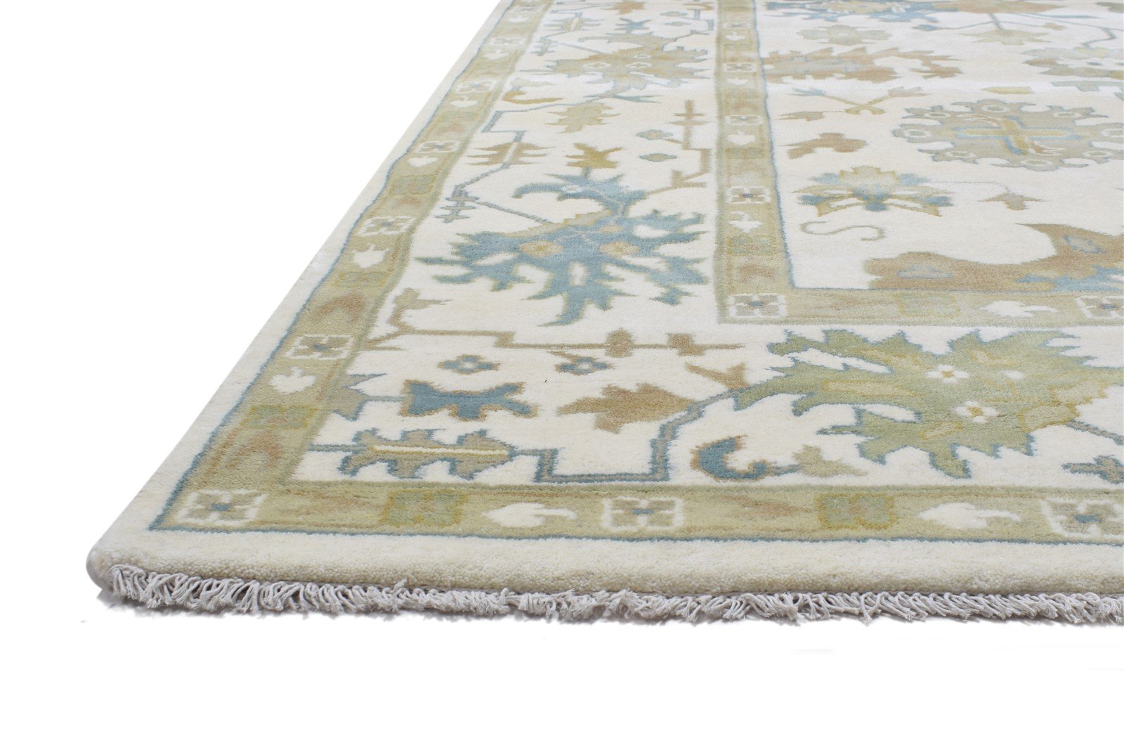 9' X 12' Rug Wool Cream Persian Hand Knotted Oushak Oriental Large Carpet 