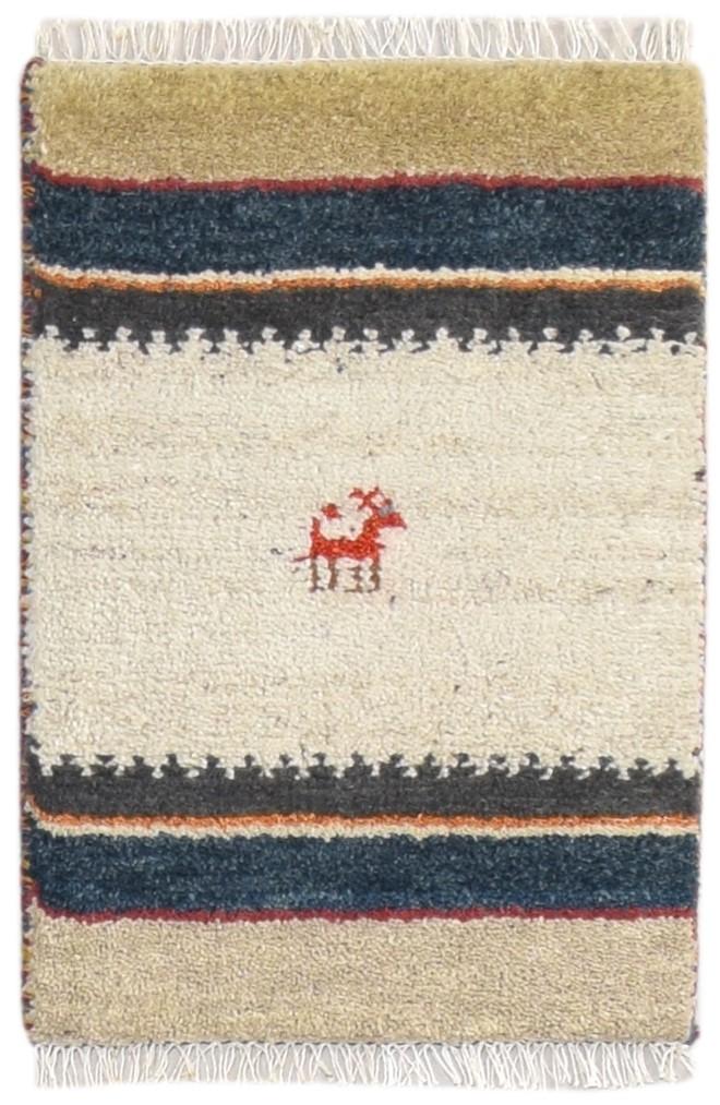 Cream Wool Rug 1' X 2' Tribal Hand Knotted Gabbeh Southwestern Small Carpet 