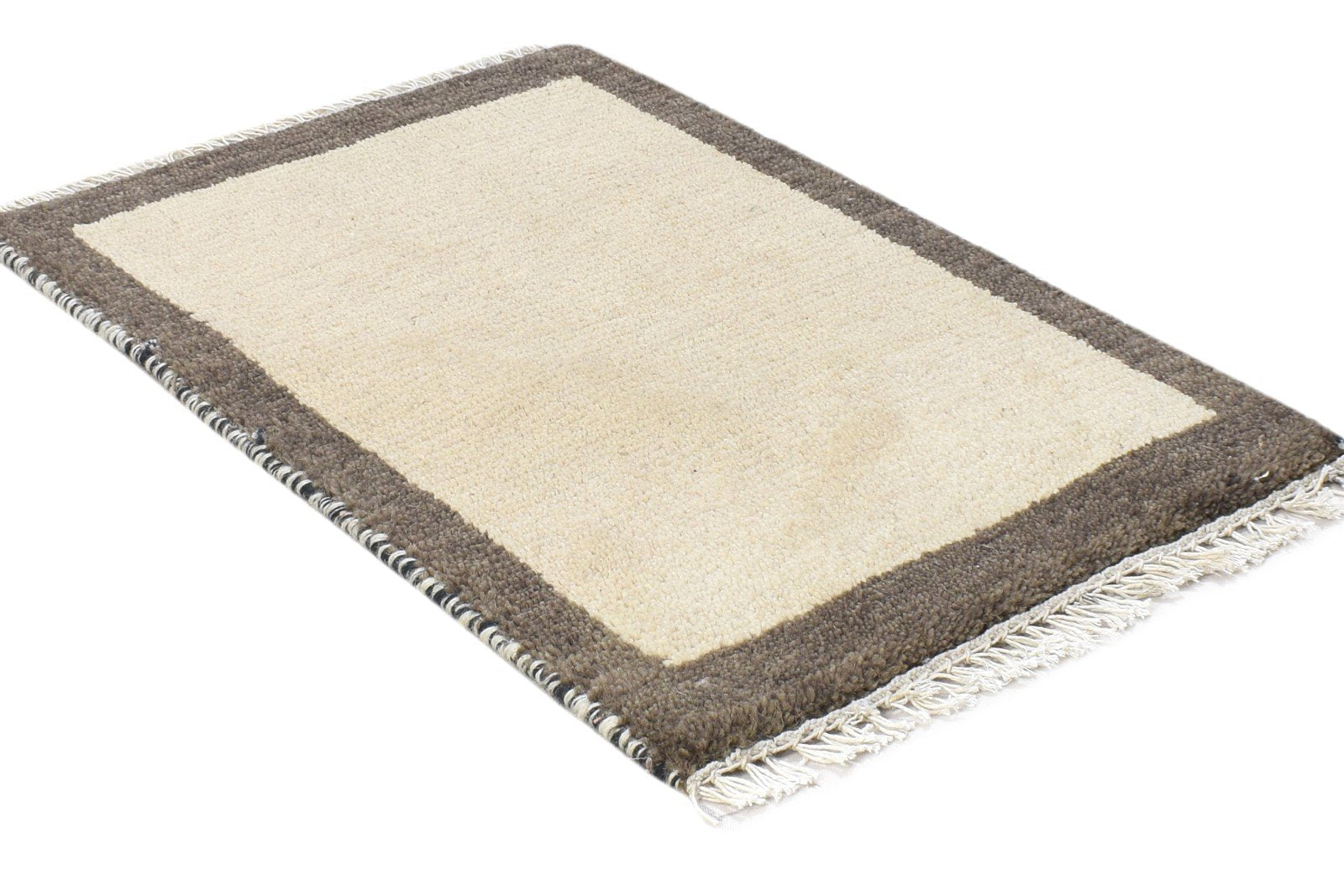 100% Wool Sand Rug 1' X 2' Tribal Hand Knotted Gabbeh Southwestern Small Carpet 