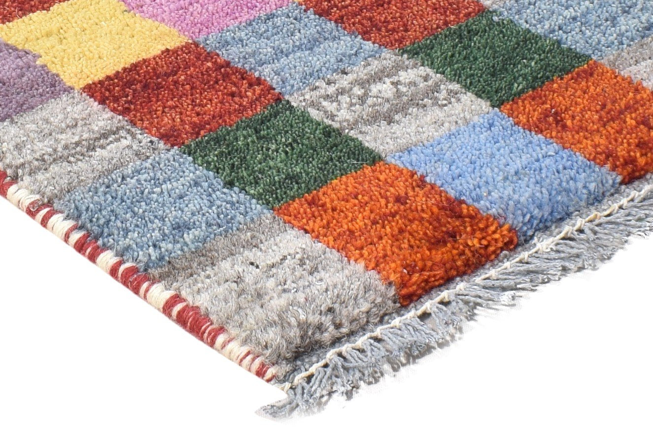 Wool Multi Color Rug 1X2 Tribal Hand Knotted Gabbeh Southwestern Small Carpet 